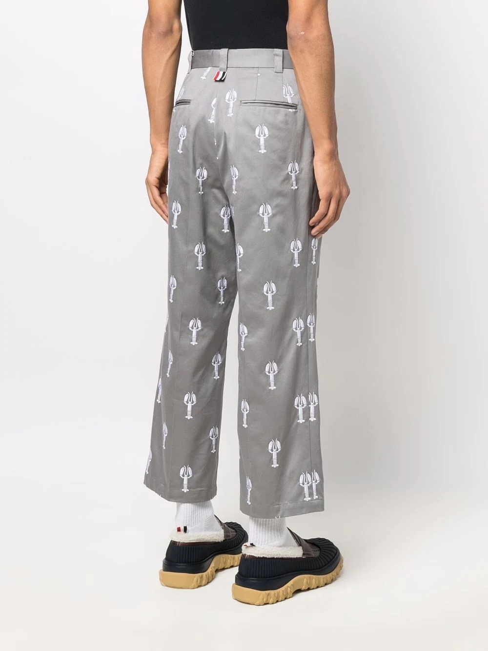 lobster-embroidered satin trousers - 4