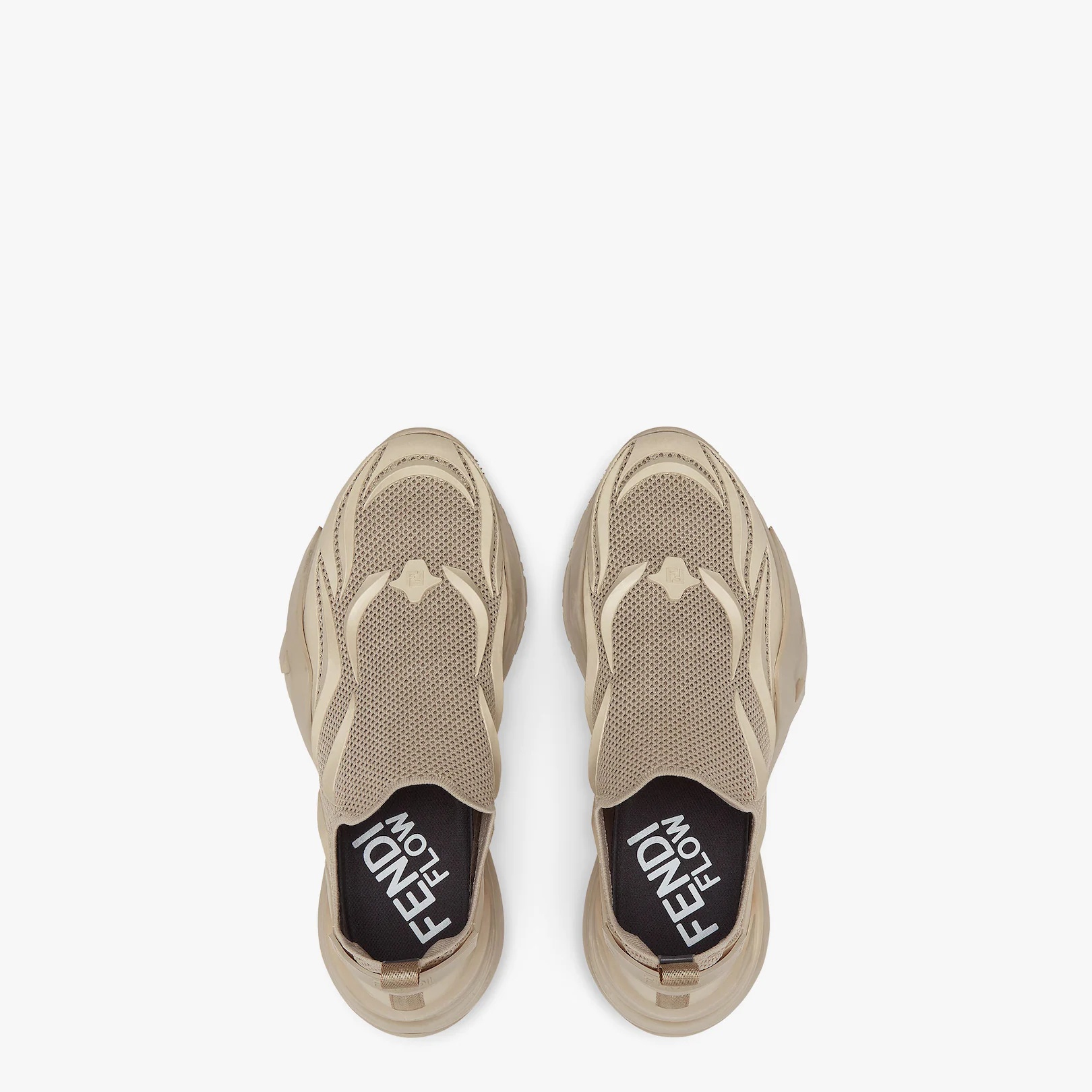 Beige mesh running sneakers - 4