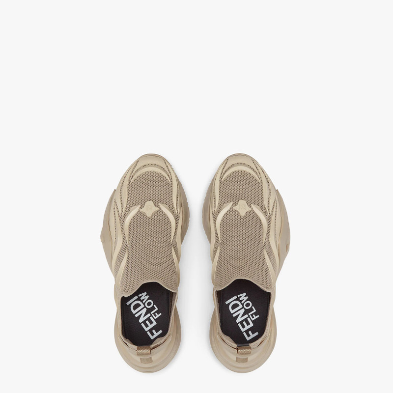 Beige mesh running sneakers 4