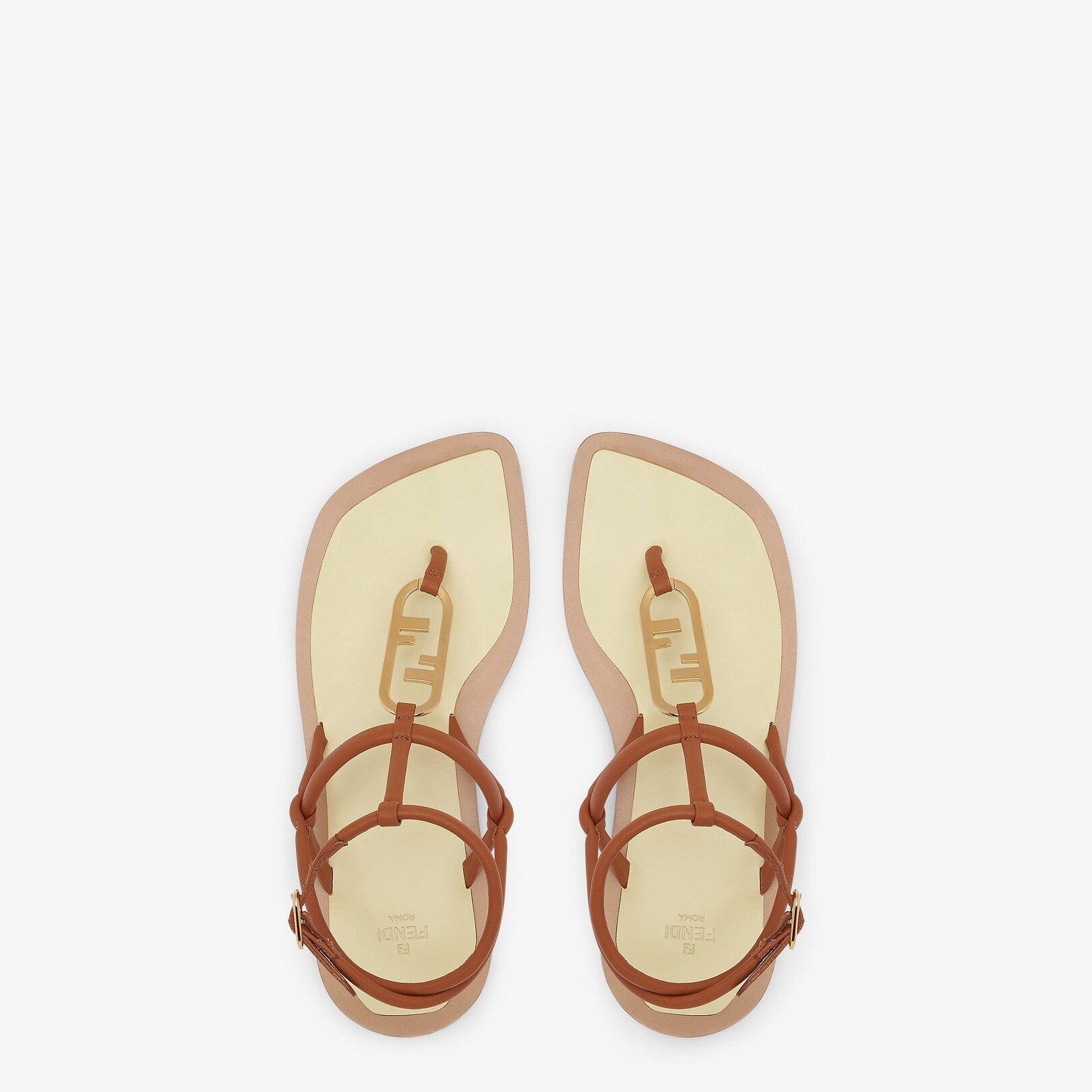 Brown nappa leather thong sandals - 4