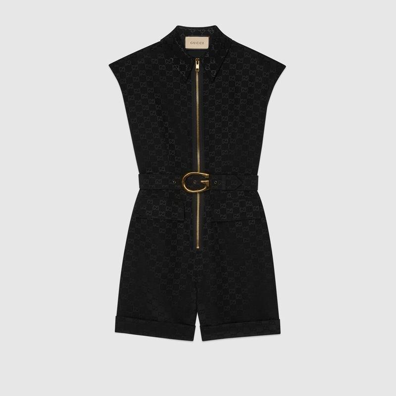 GUCCI Faille jumpsuit with G buckle belt outlook