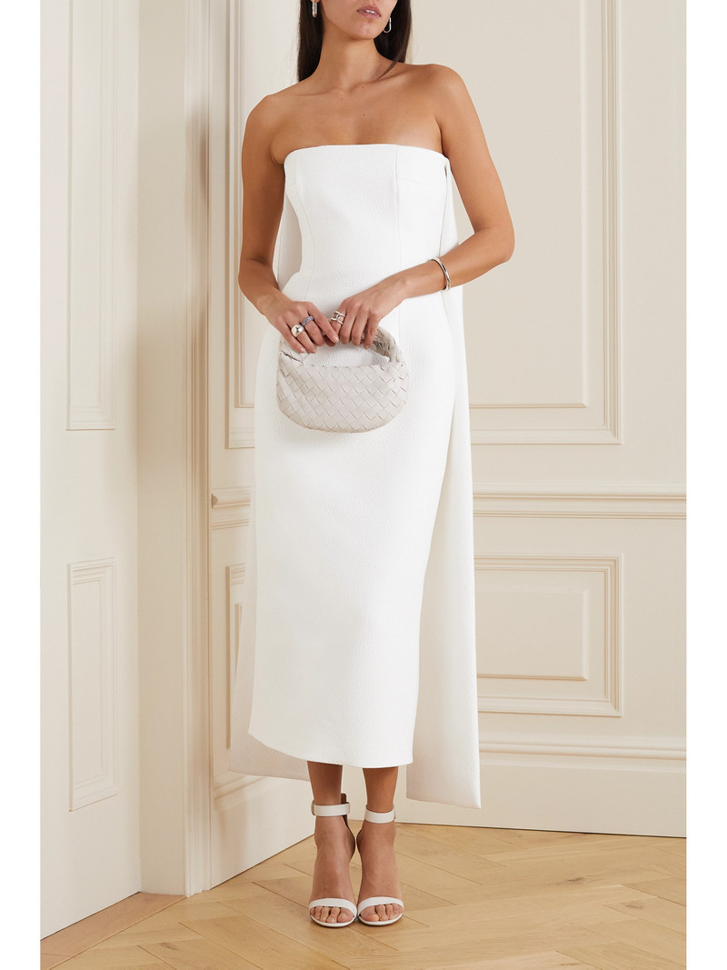 EMILIA WICKSTEAD Xanthe Strapless Cape-effect Cloqué Midi Dress outlook