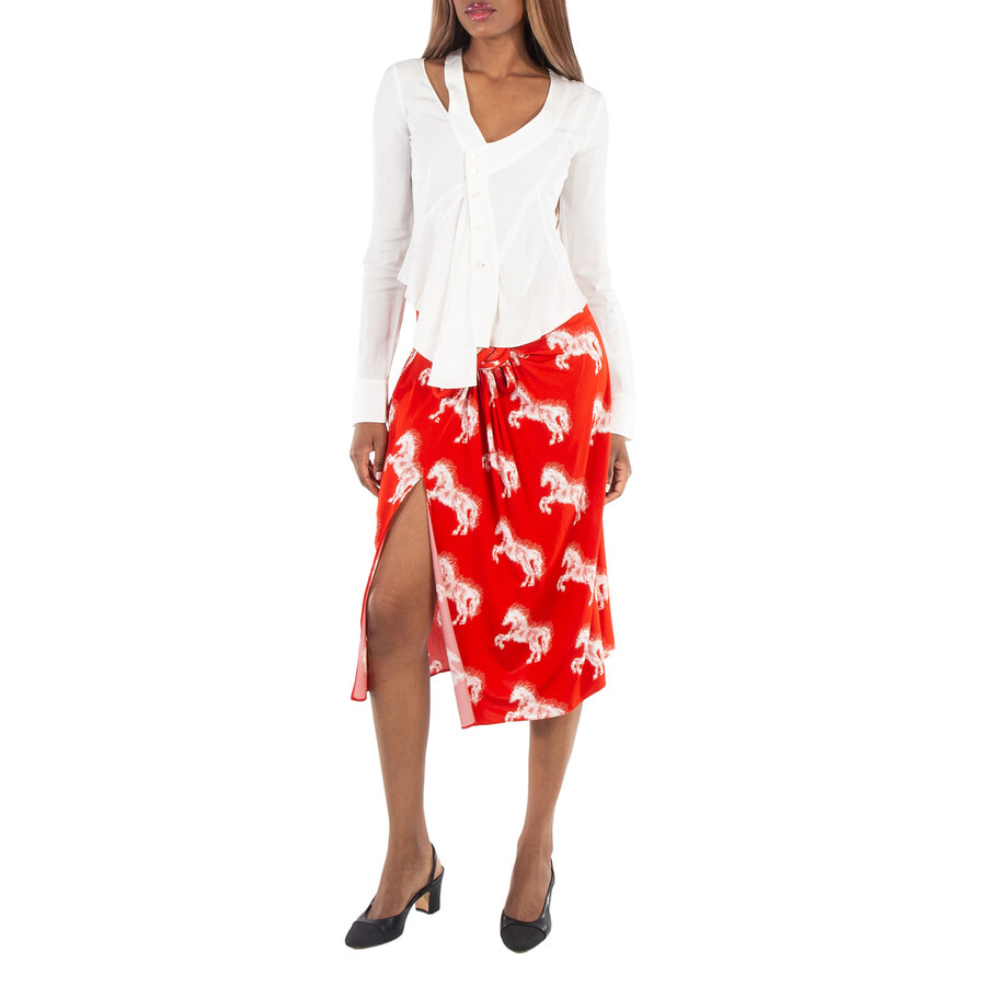 Stella Mccartney Ladies White Asymmetric Seam Detailed Shirt - 6