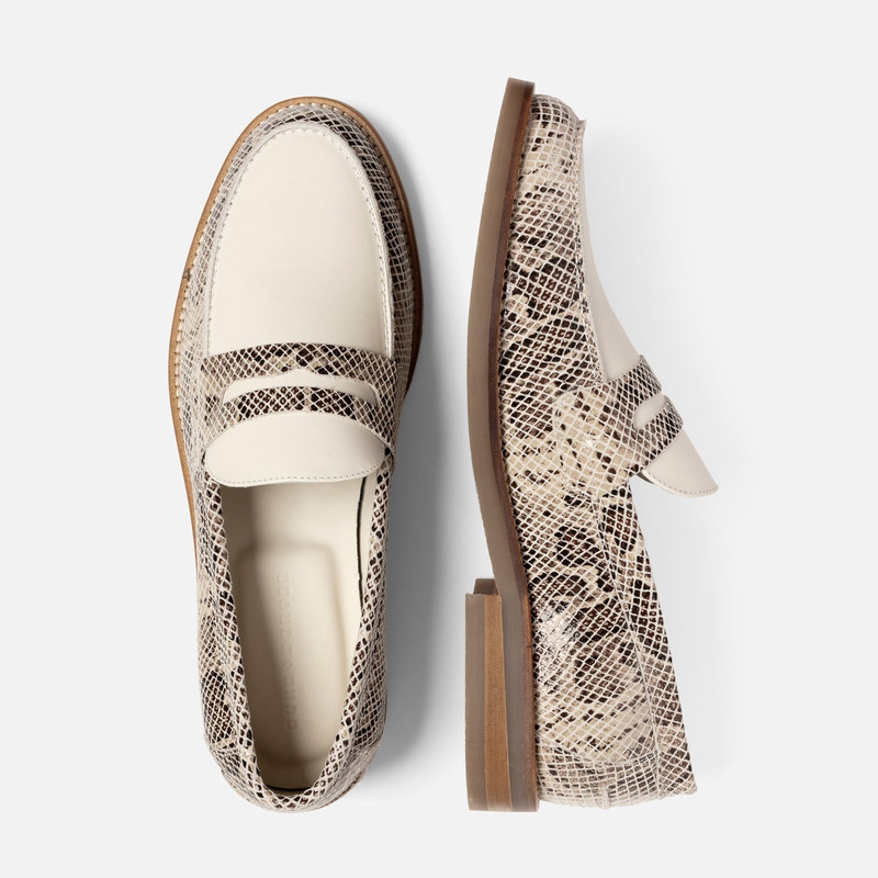 Peso Snakeskin + White Penny Loafer - Men's 5