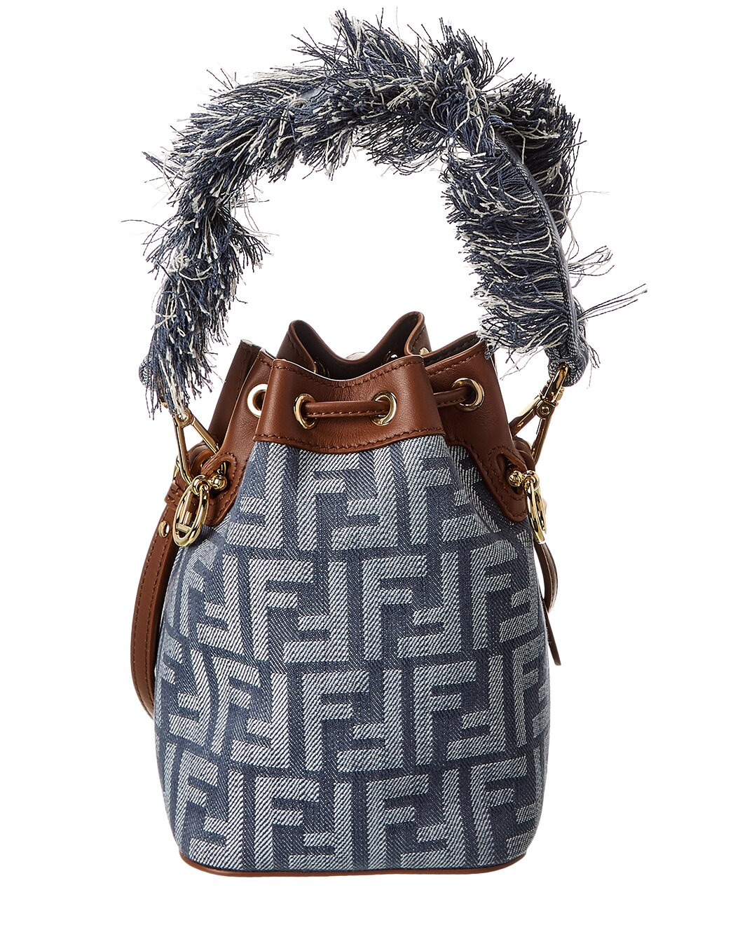 FENDI Mon Tresor Mini FF Denim & Leather Bucket Bag - 2