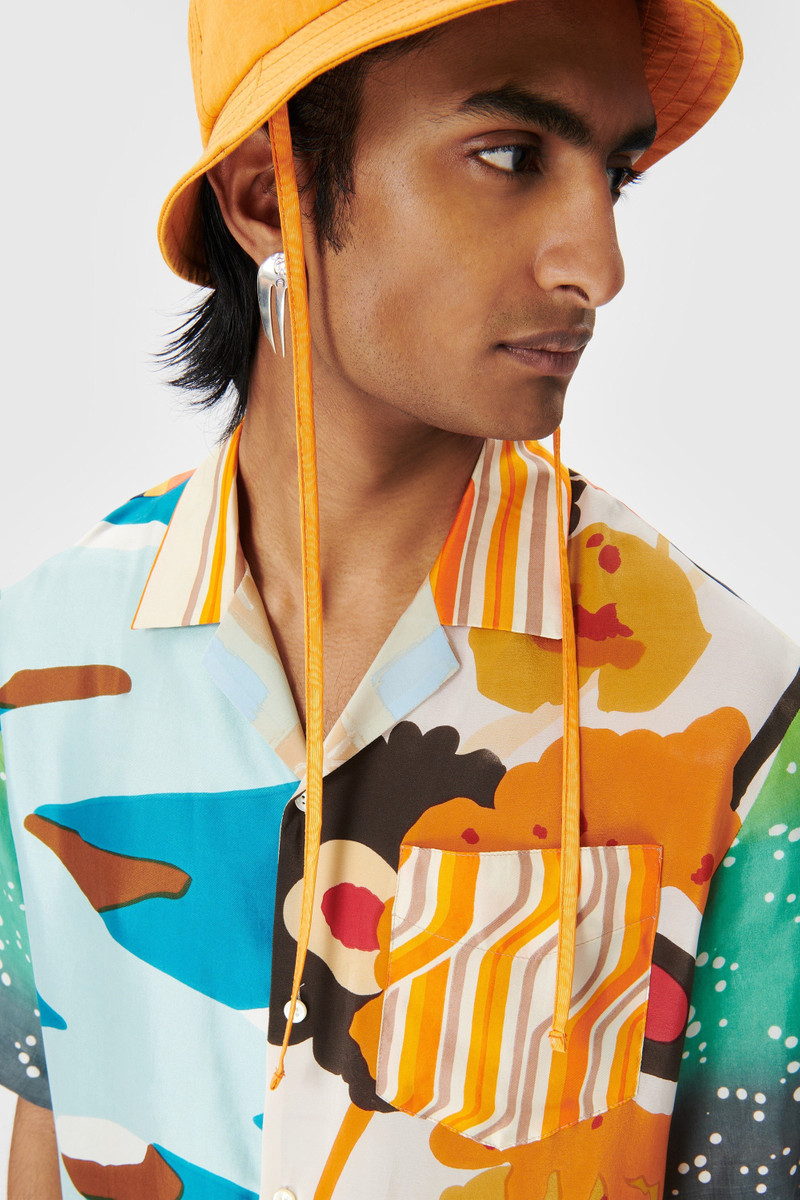 Regenerated Silk Scarves Bowling Shirt 7