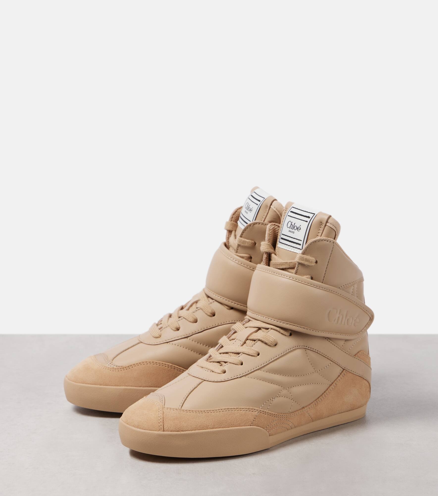 Kick suede-trimmed leather high-top sneakers - 4