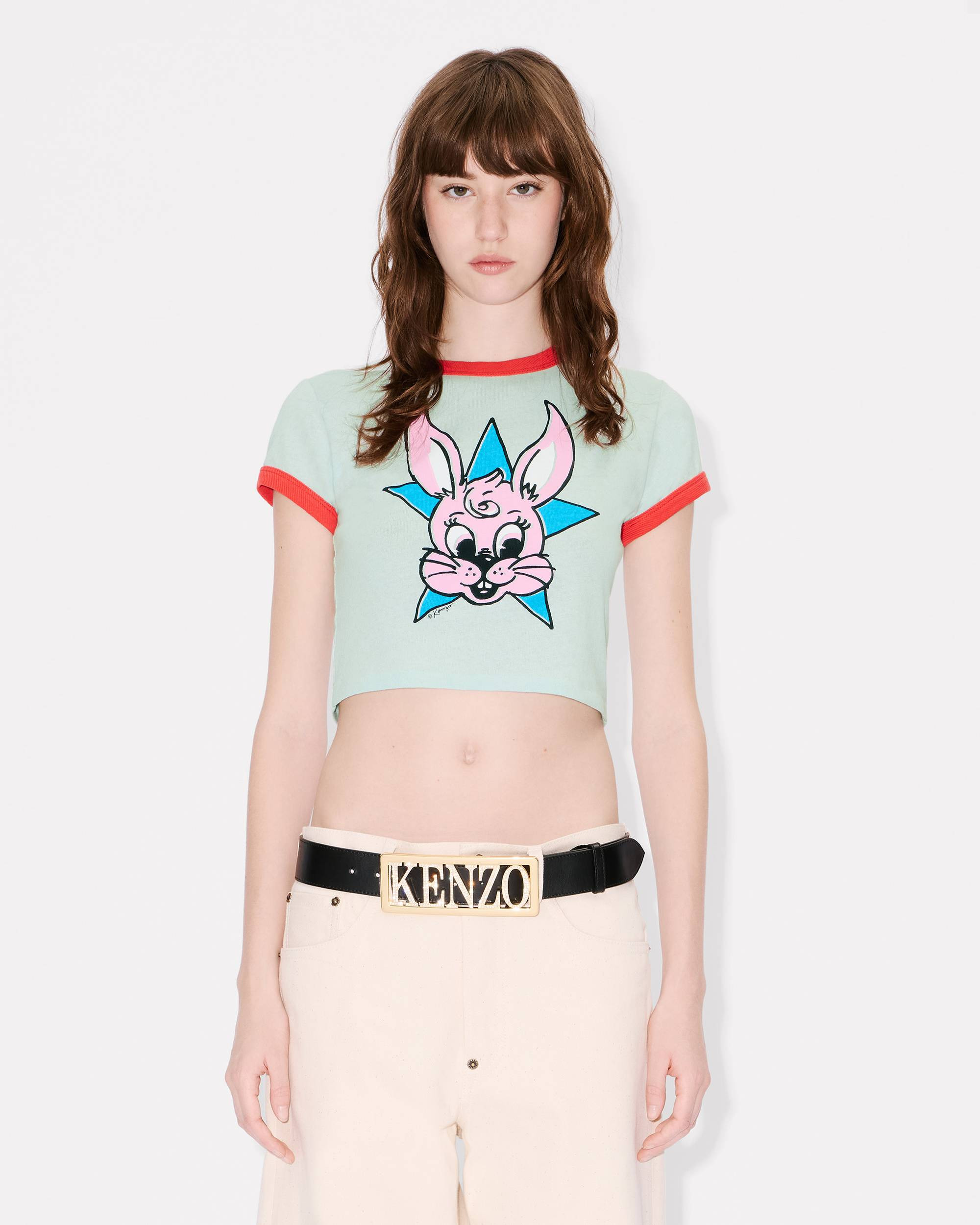 'KENZO Cartoon' cropped ringer T-shirt in cotton - 3