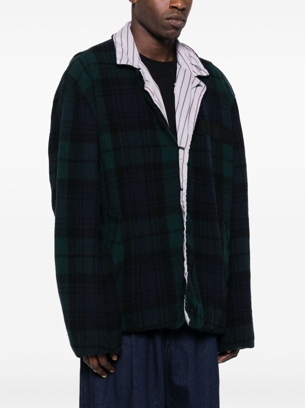 checked reversible wool jacket - 3
