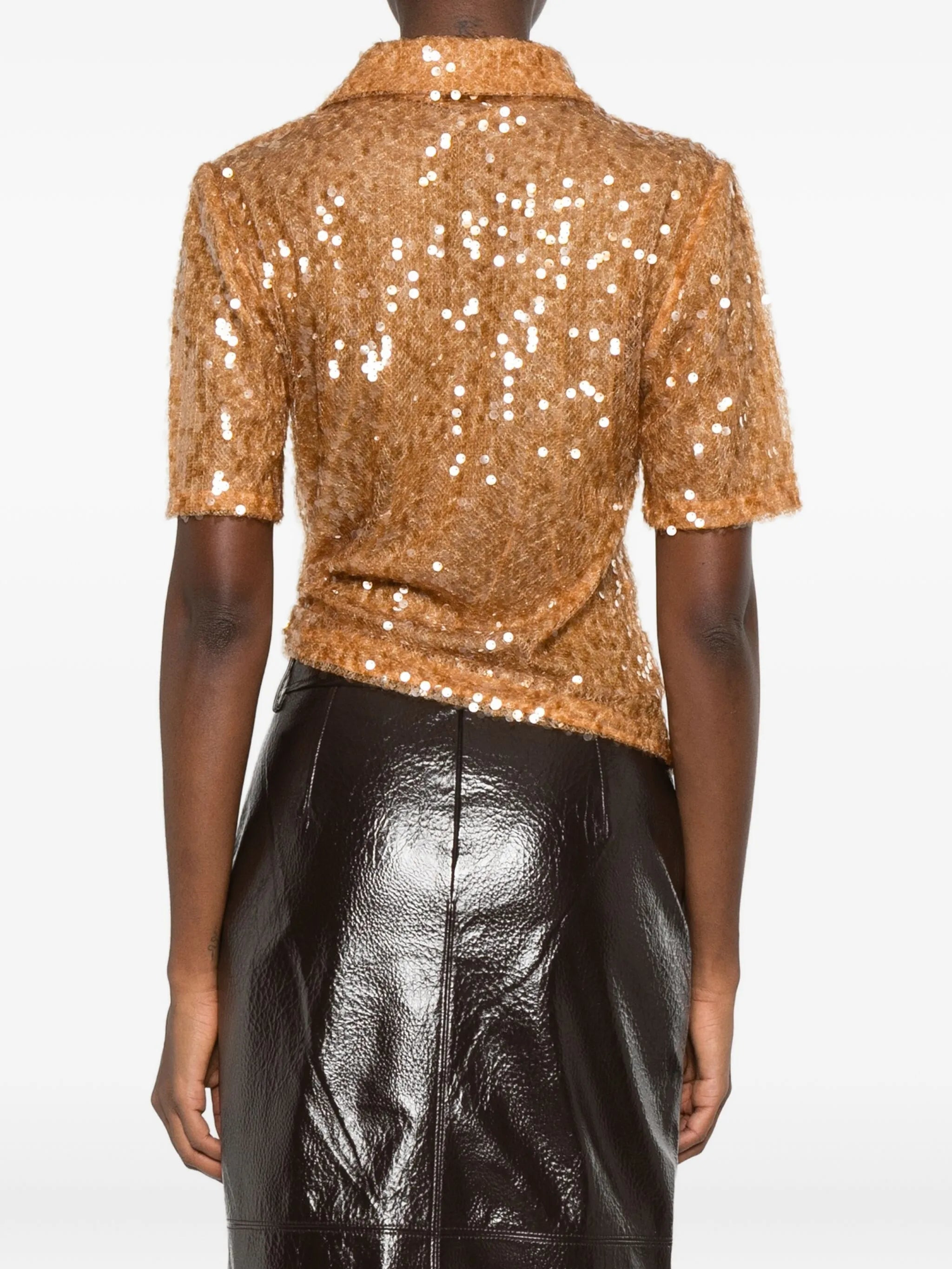 sequin-embellished polo top - 4