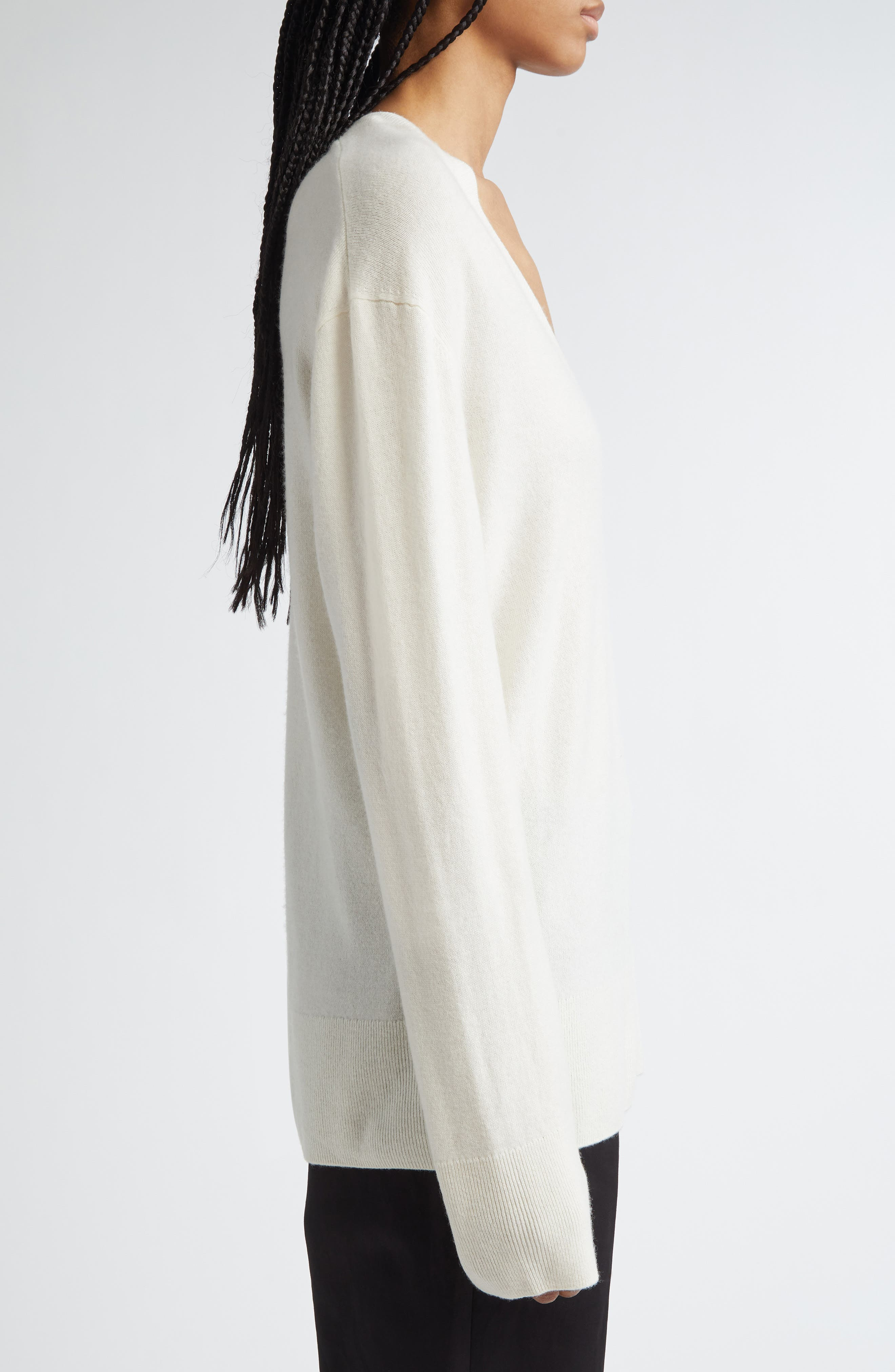 TOTEME Cashmere V-Neck Sweater in Ecru at Nordstrom - 4