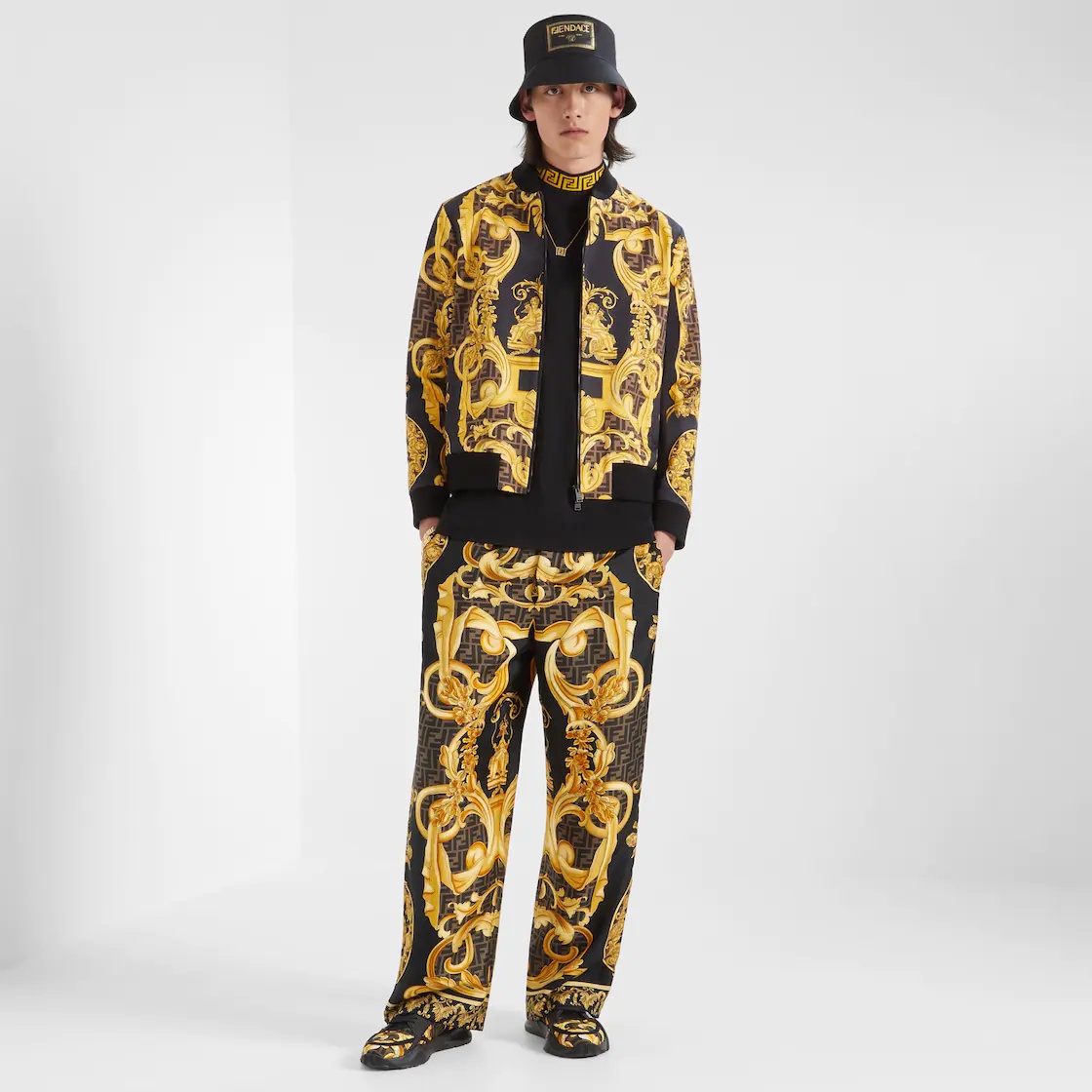 ブルゾン FENDI MULTICOLOR COTTON CASUAL JACKET FENDI Fendace multicolor cotton jacket | REVERSIBLE