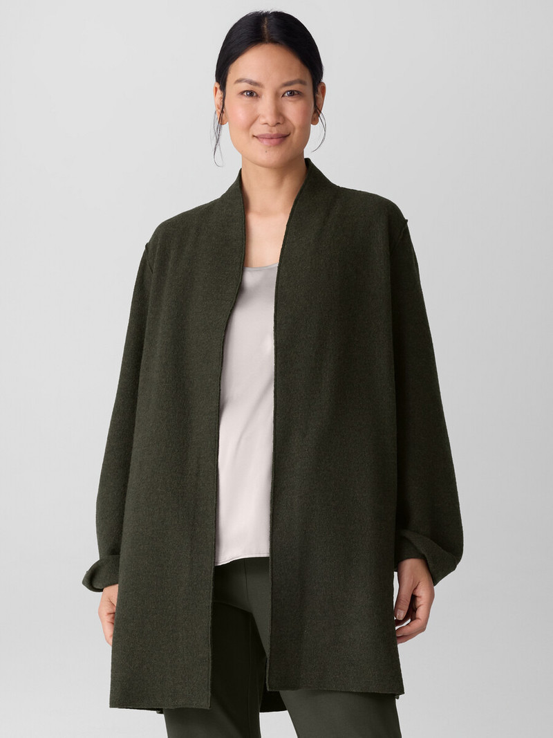 Lightweight Boiled Wool High Collar Jacket in Regenerative Wool 3