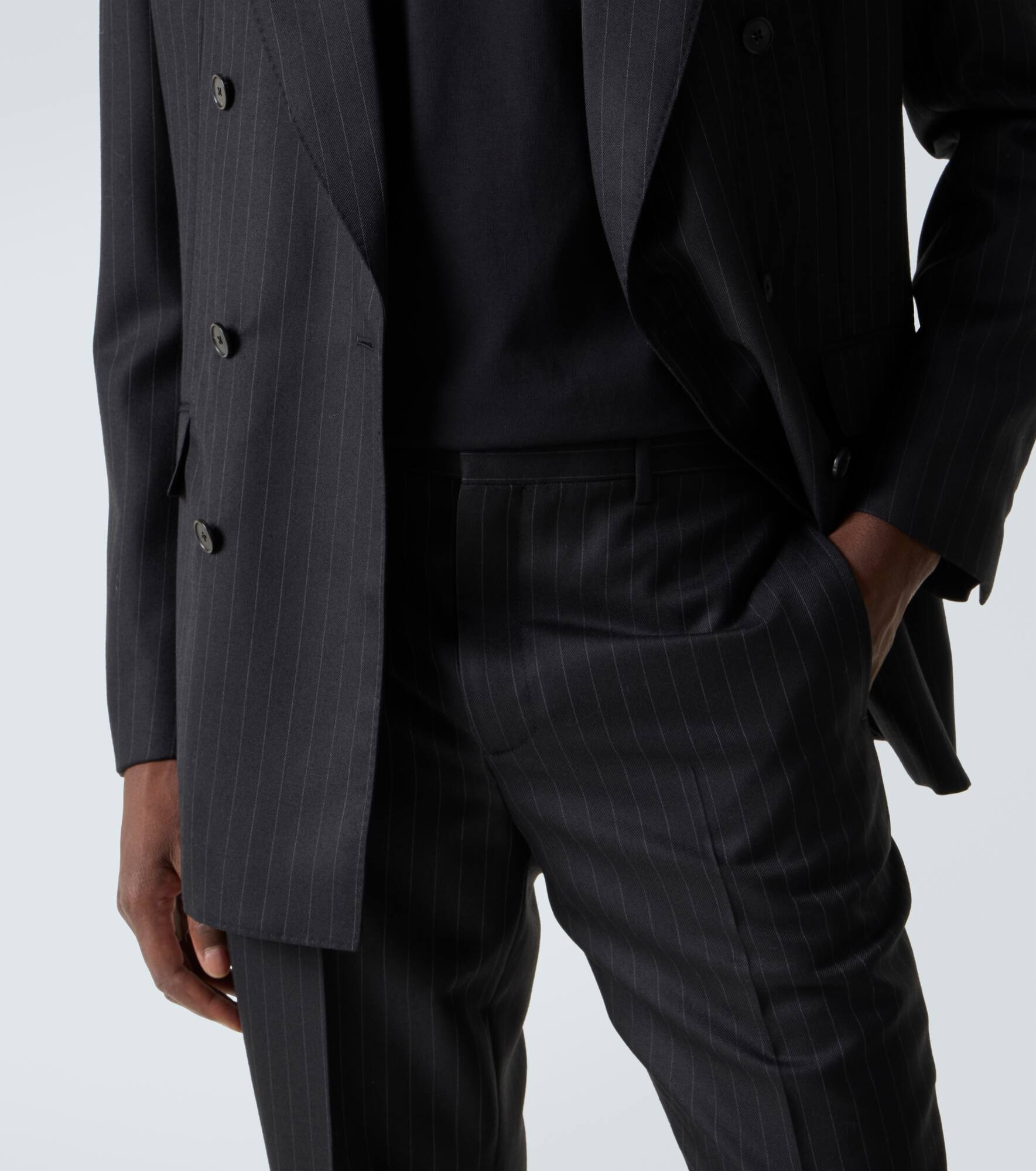 Pinstripe wool straight pants - 5