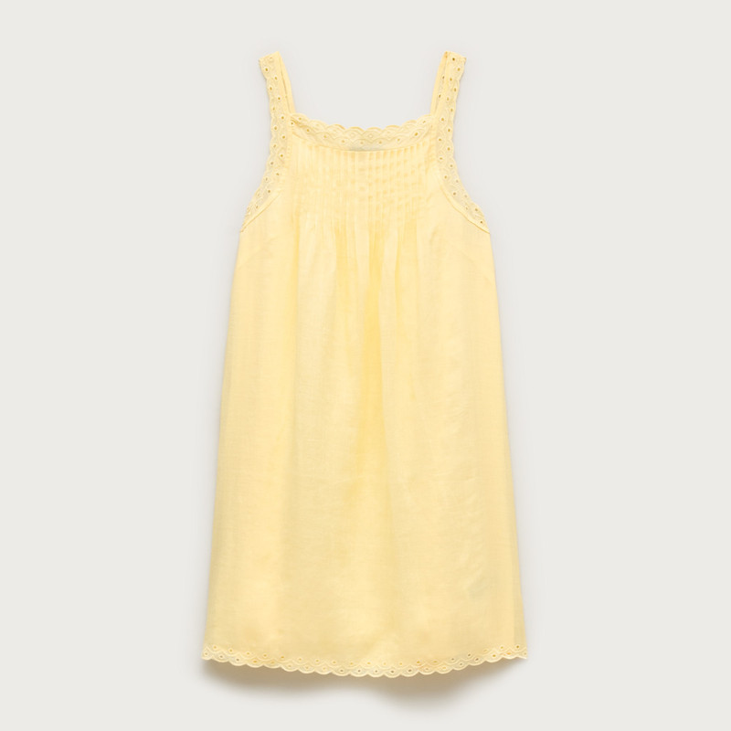 Scallop-trim mini dress in ramie 1