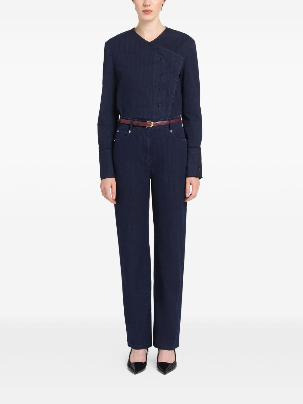 pinstripe asymmetrical shirt - 2