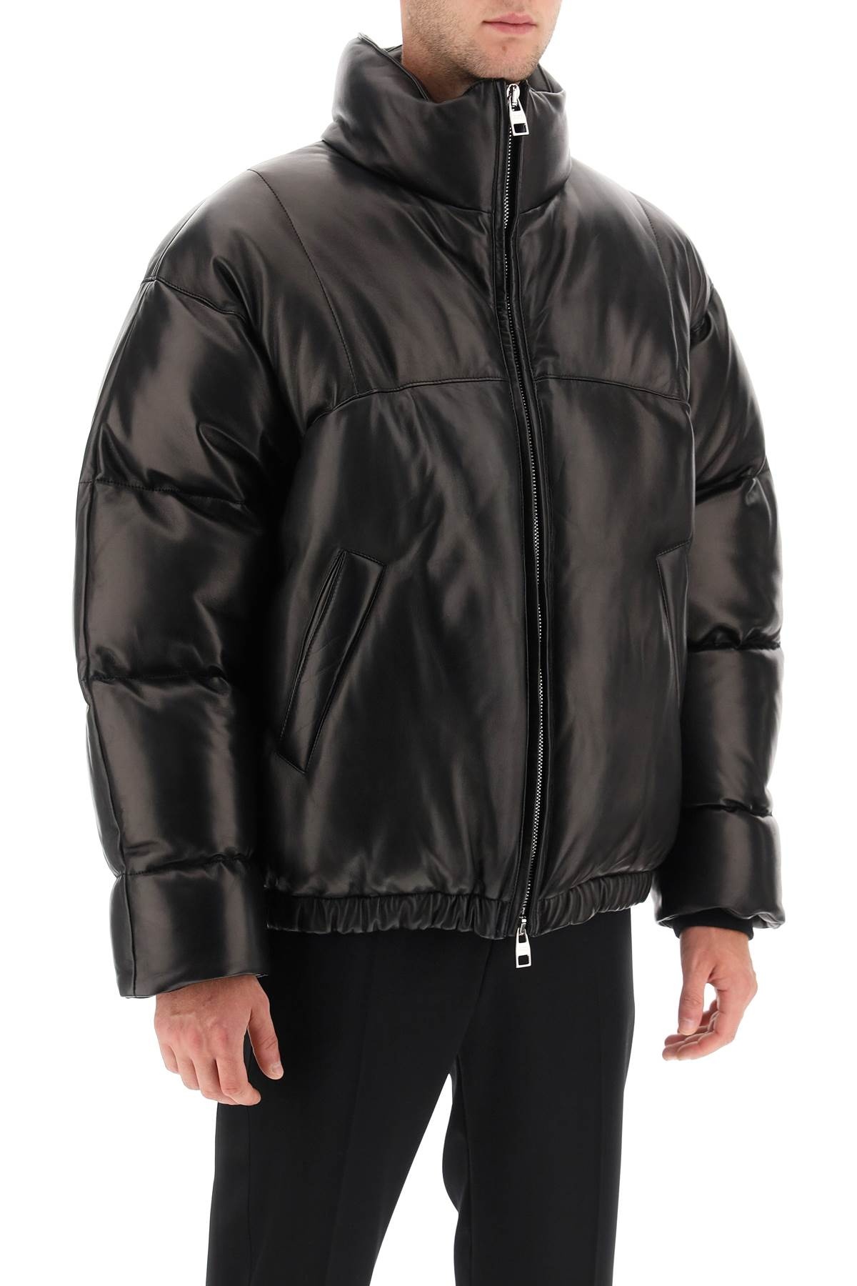 Quilted Leather Puffer Jacket - 4