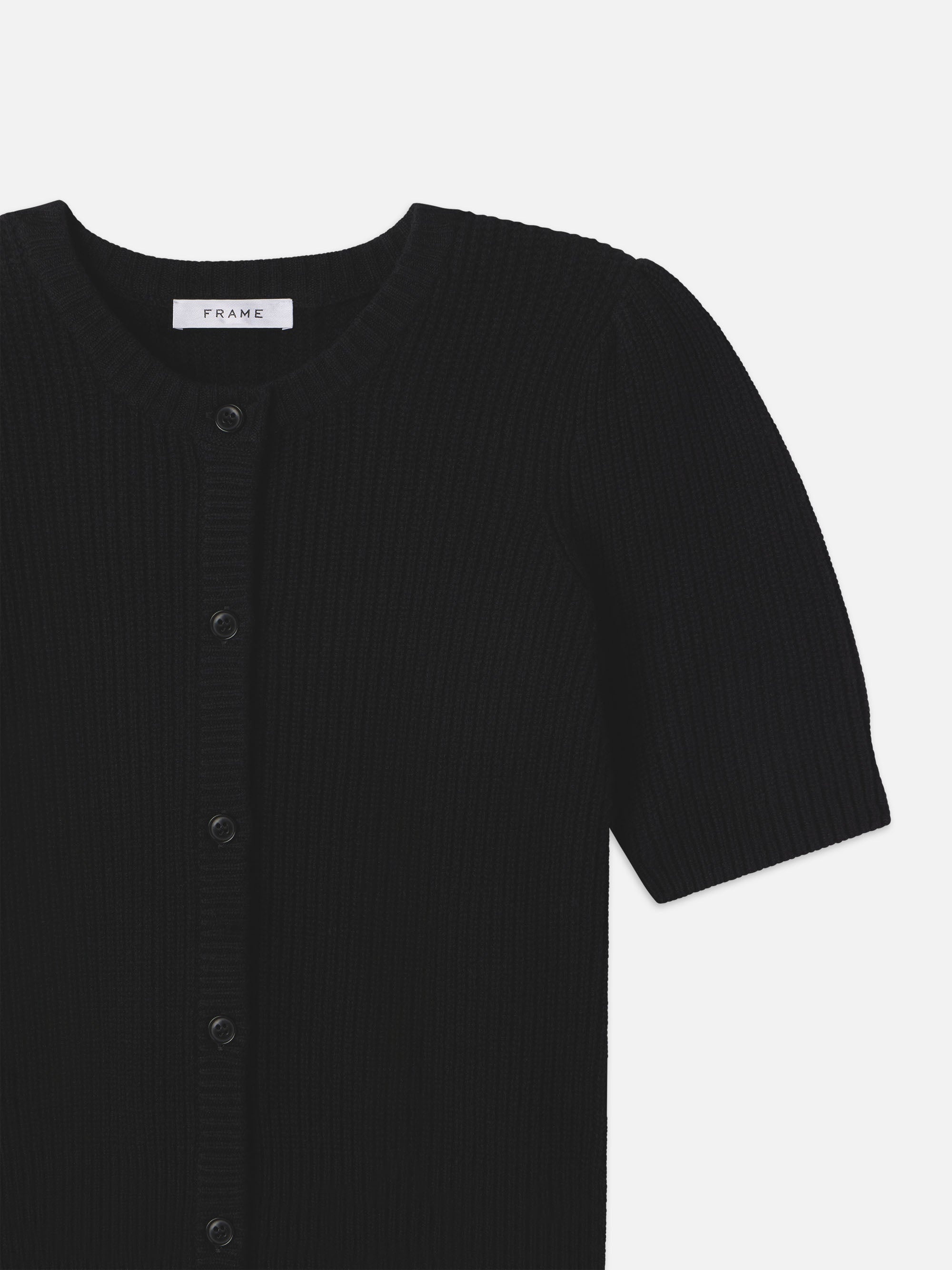 Shrunken Short Sleeve Cardi in Black - 3