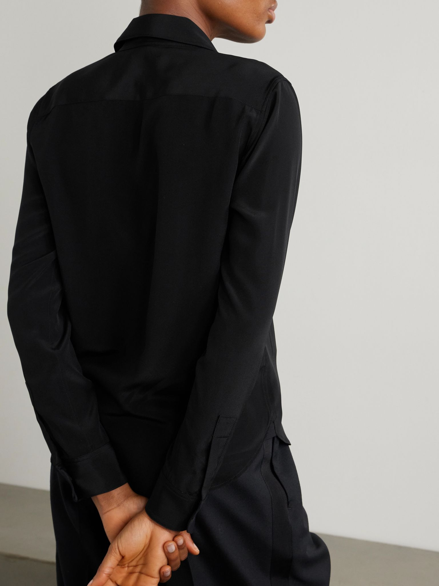 Gaia silk crepe de chine shirt Black - 3