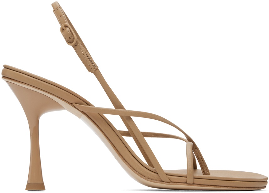 Beige Wishbone 90 Heeled Sandals - 1