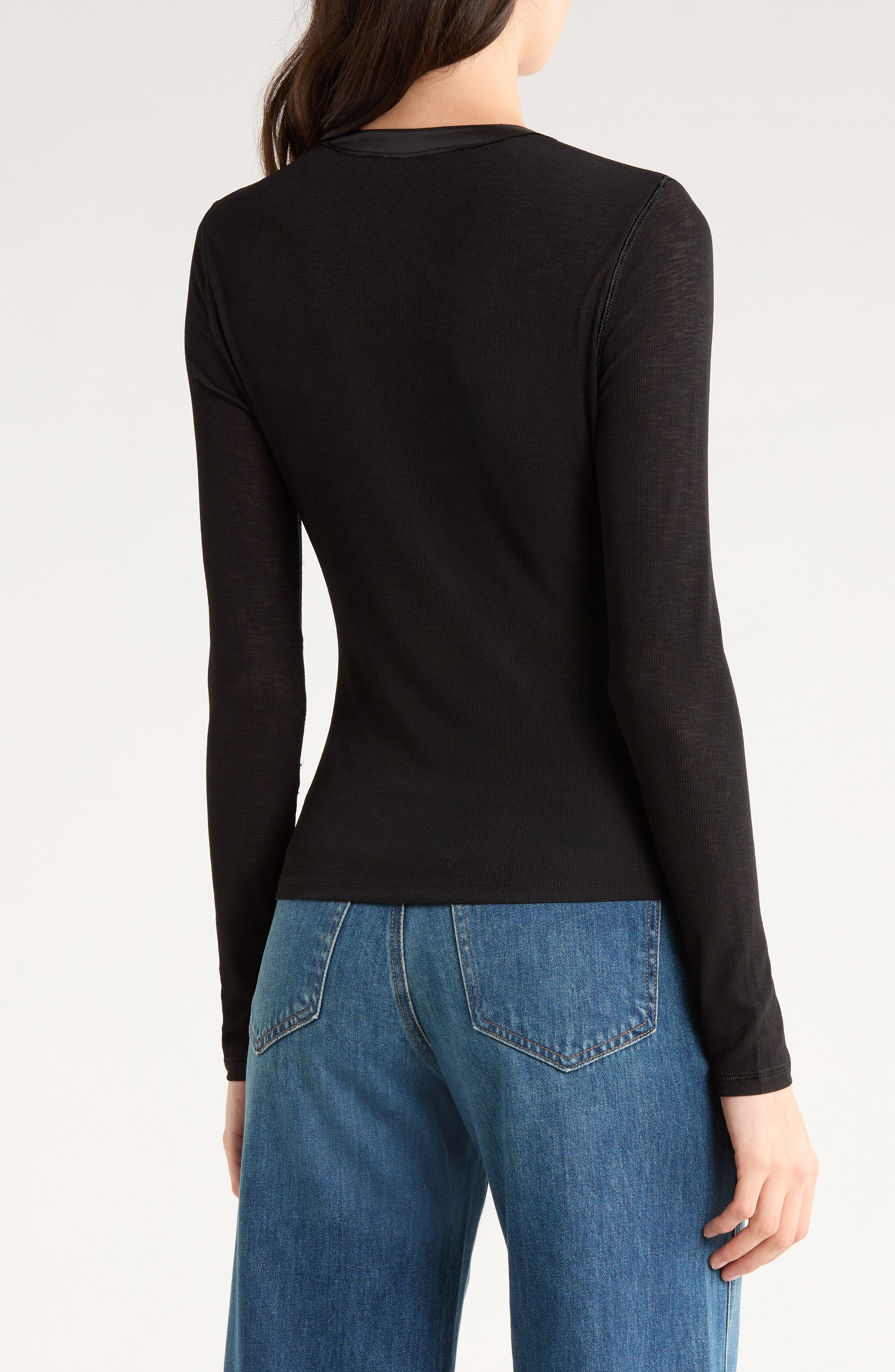 Veronica Beard Drexler Knit Henley Top in Black at Nordstrom - 2