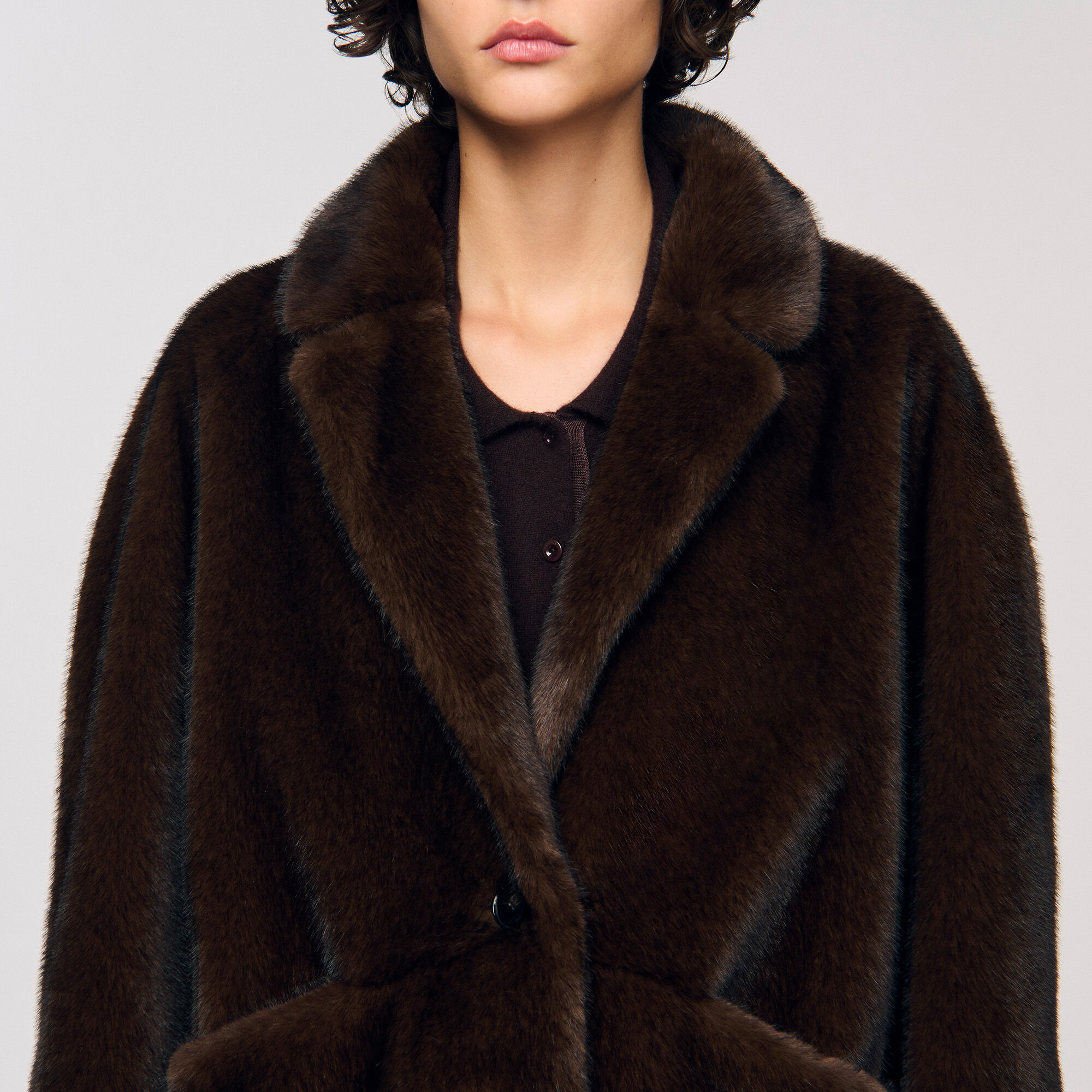 JACKET-STYLE FAUX FUR COAT - 3