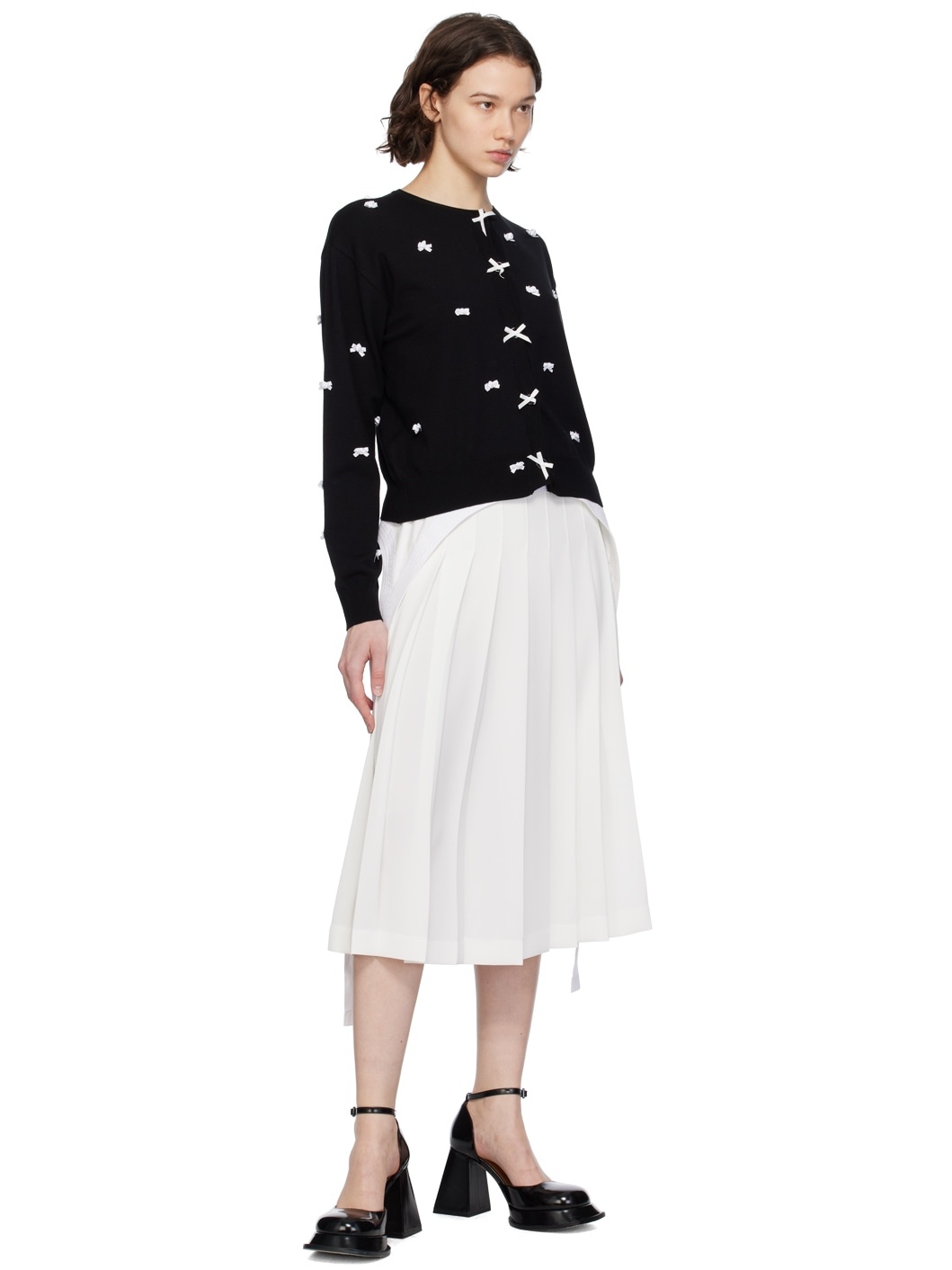 White Pleated Midi Skirt - 4