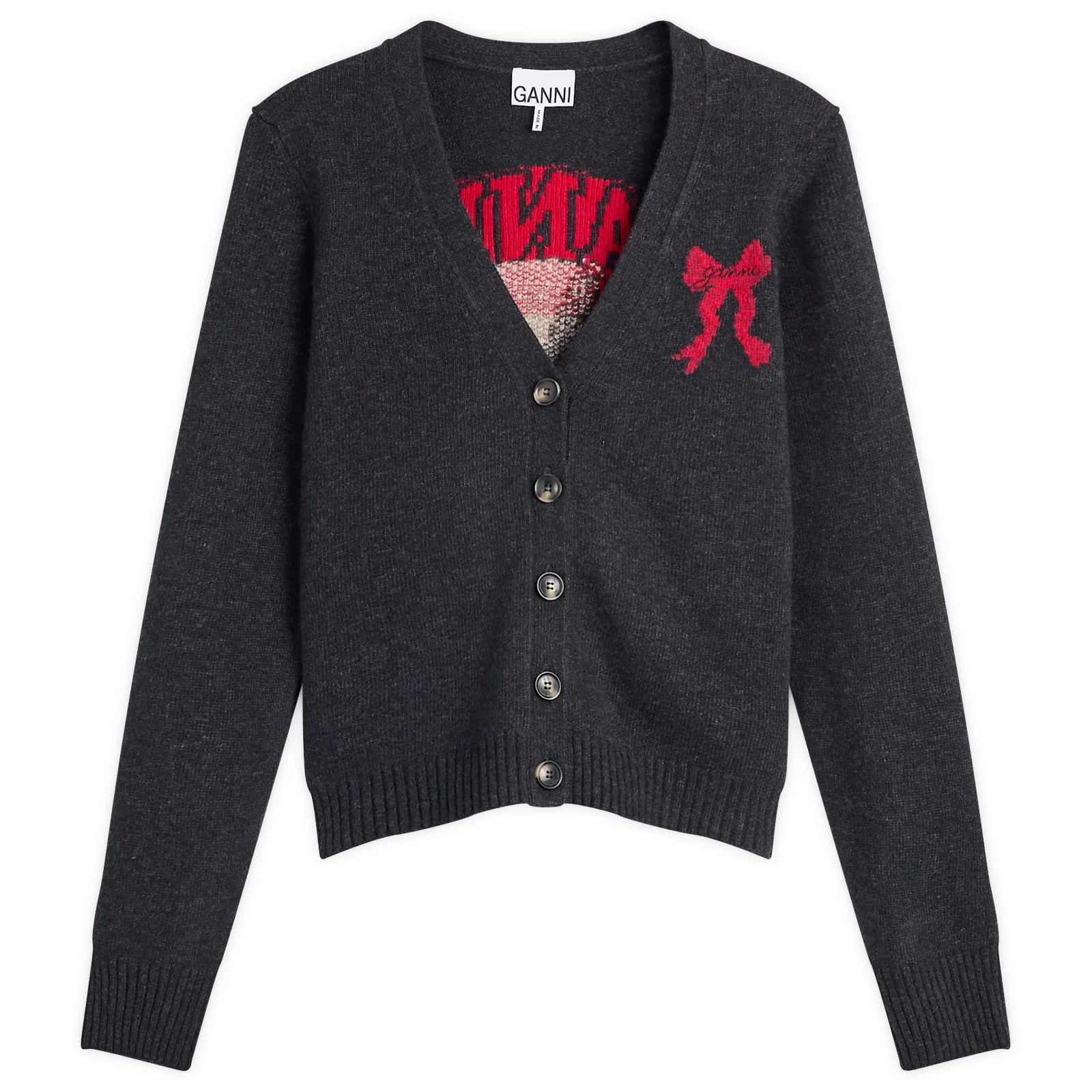 GANNI Graphic Wool Cardigan - 1