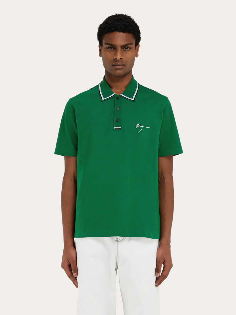 FERRAGAMO Cotton polo shirt with signature outlook