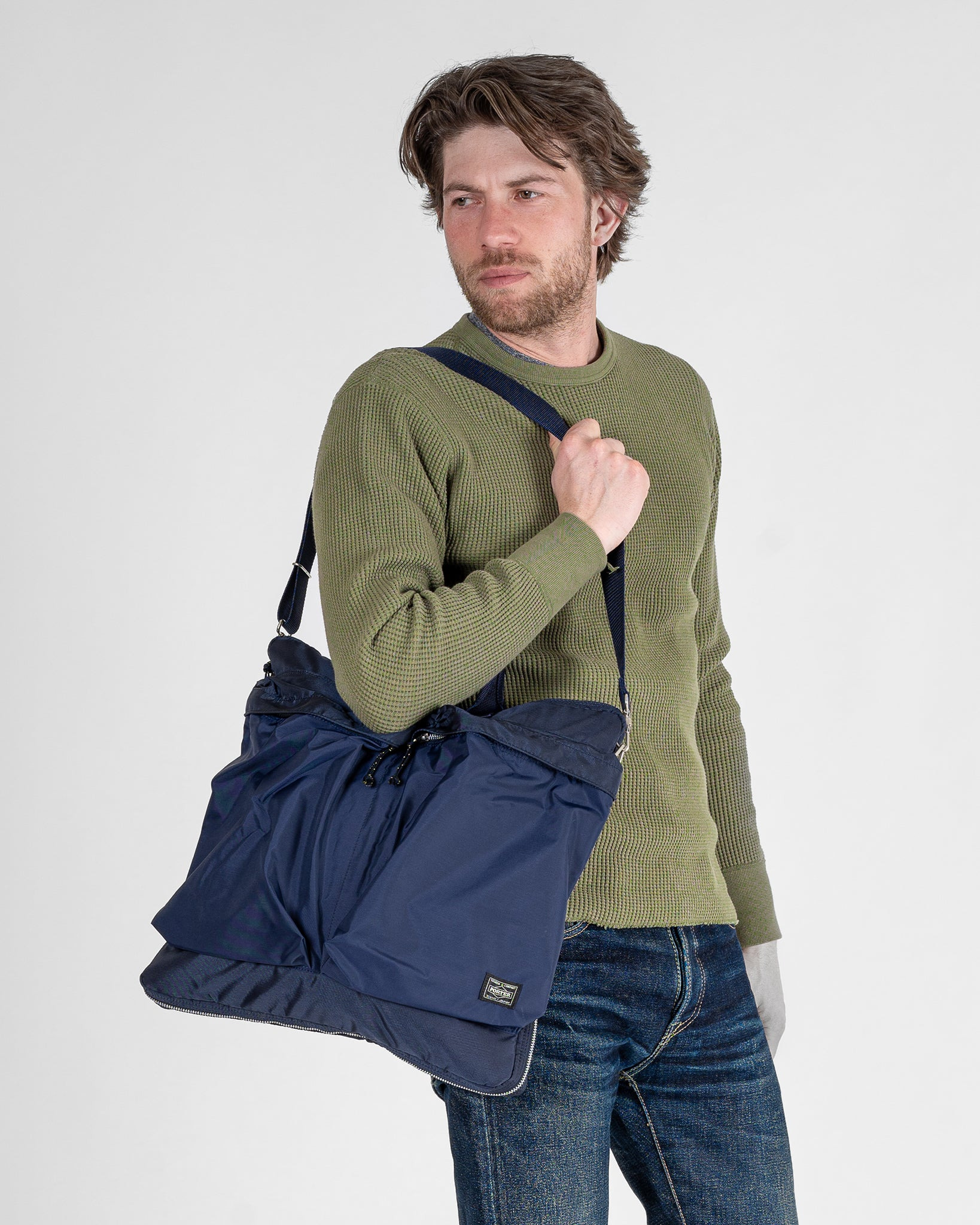 POR-FOR-HELS-NAV Porter - Yoshida & Co. - Force 2Way Helmet Bag (S) - Navy Blue - 2