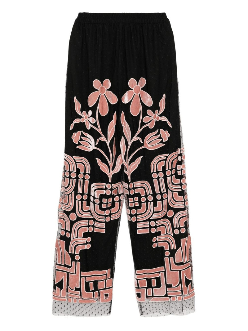 BIYAN floral-embroidered trousers outlook