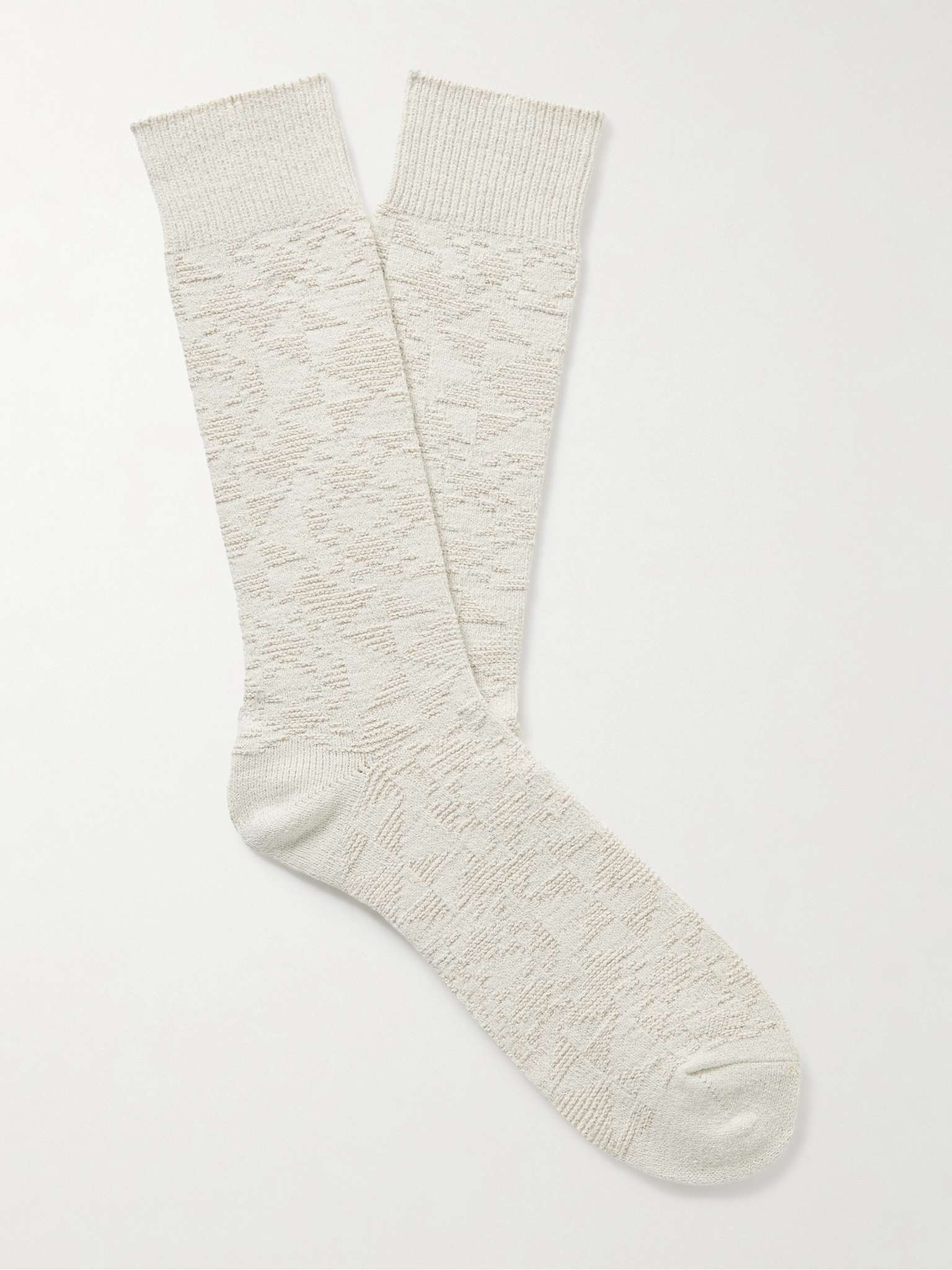 Quilt Jacquard-Knit Cotton-Blend Socks - 1