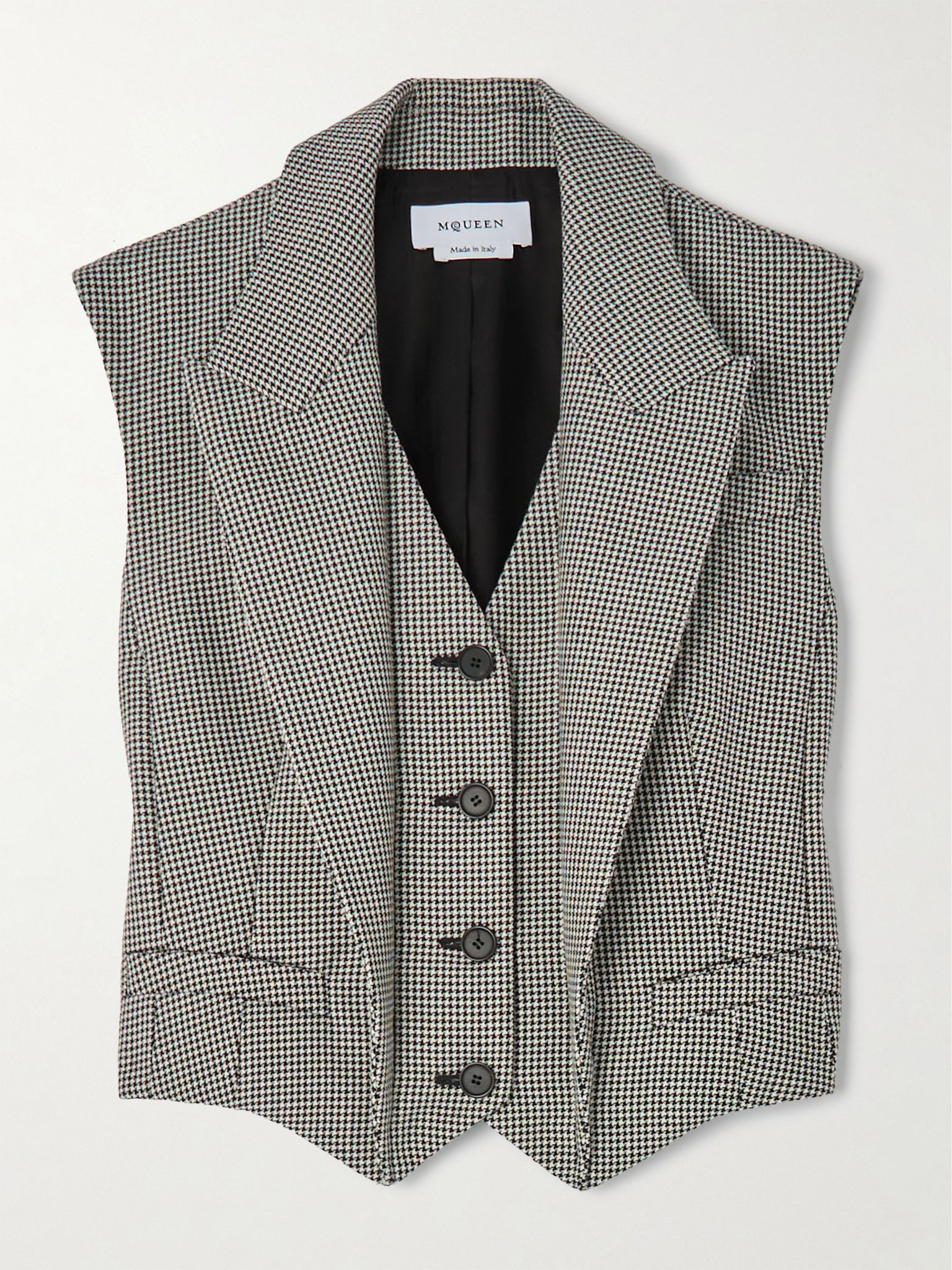 Houndstooth wool and mohair-blend vest Gray - 1