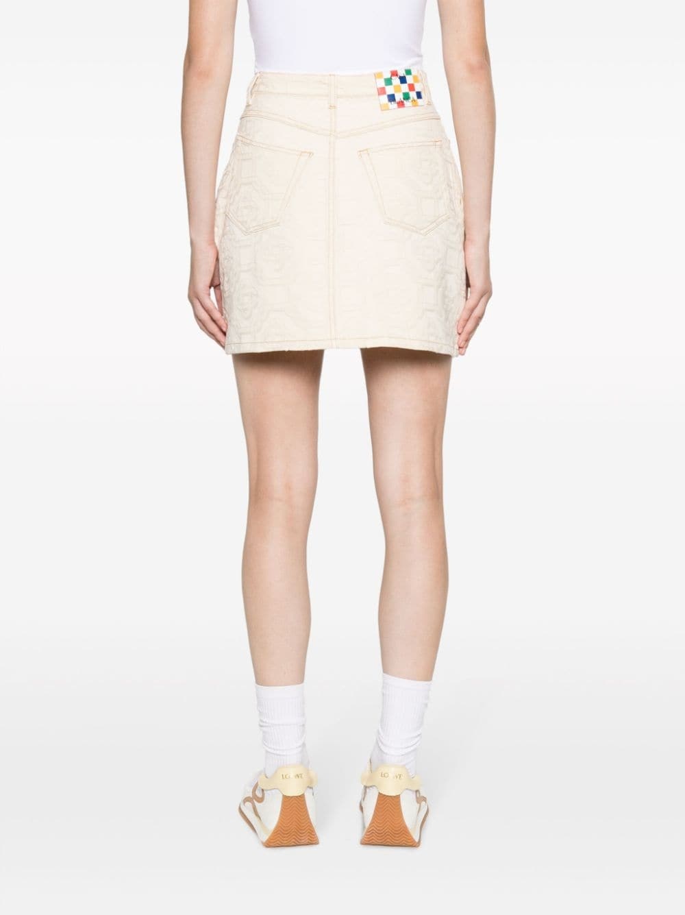 monogram-jacquard denim skirt - 4