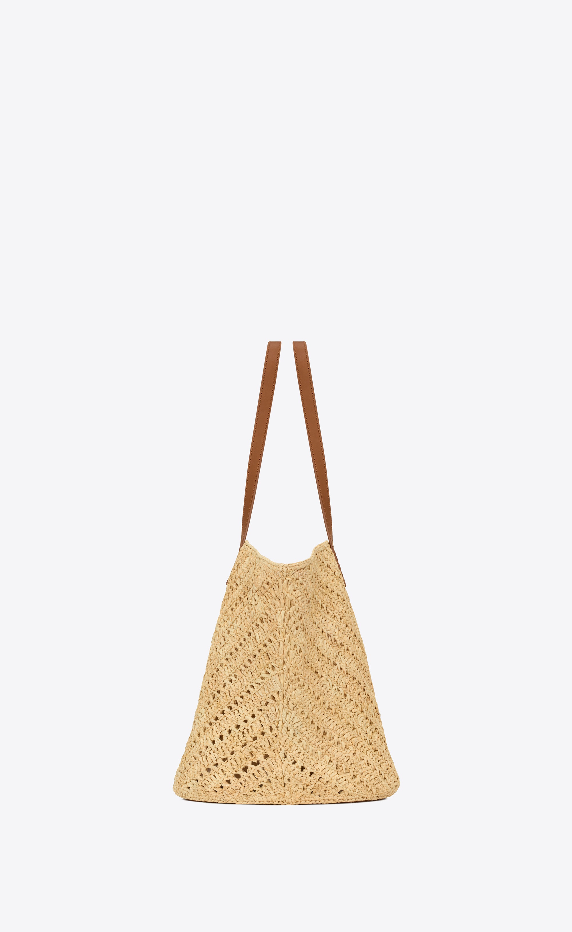 panier medium in raffia and vegetable-tanned leather - 3