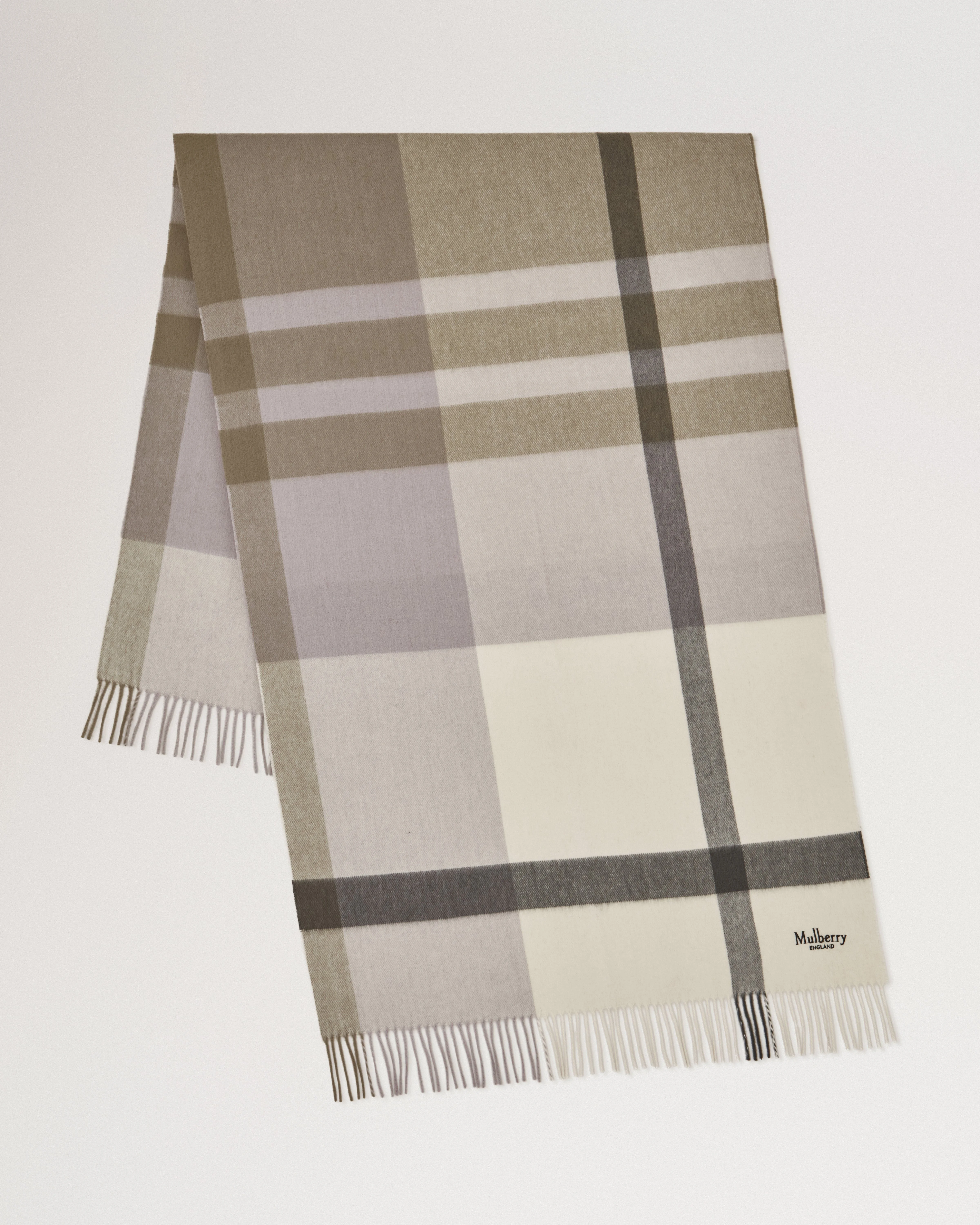 Large Check Merino Wool Scarf
Eggshell & Olive Merino Wool - 1