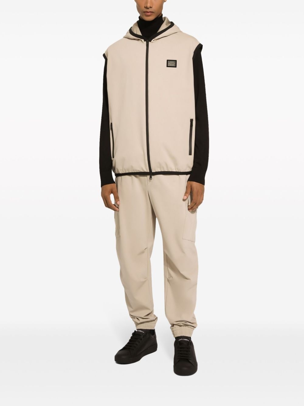 logo-plaque hooded gilet - 3