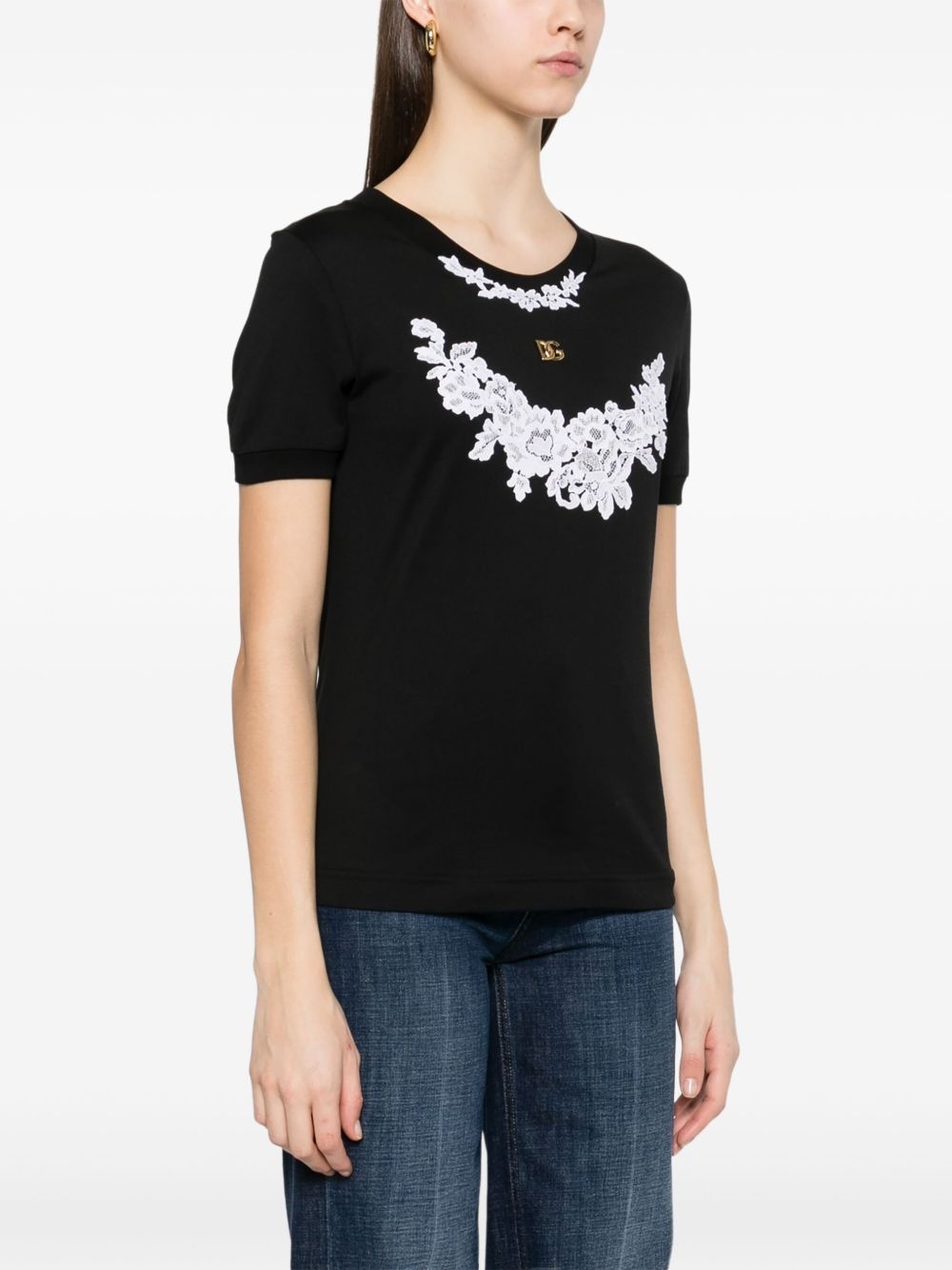 lace-detailed T-shirt - 3