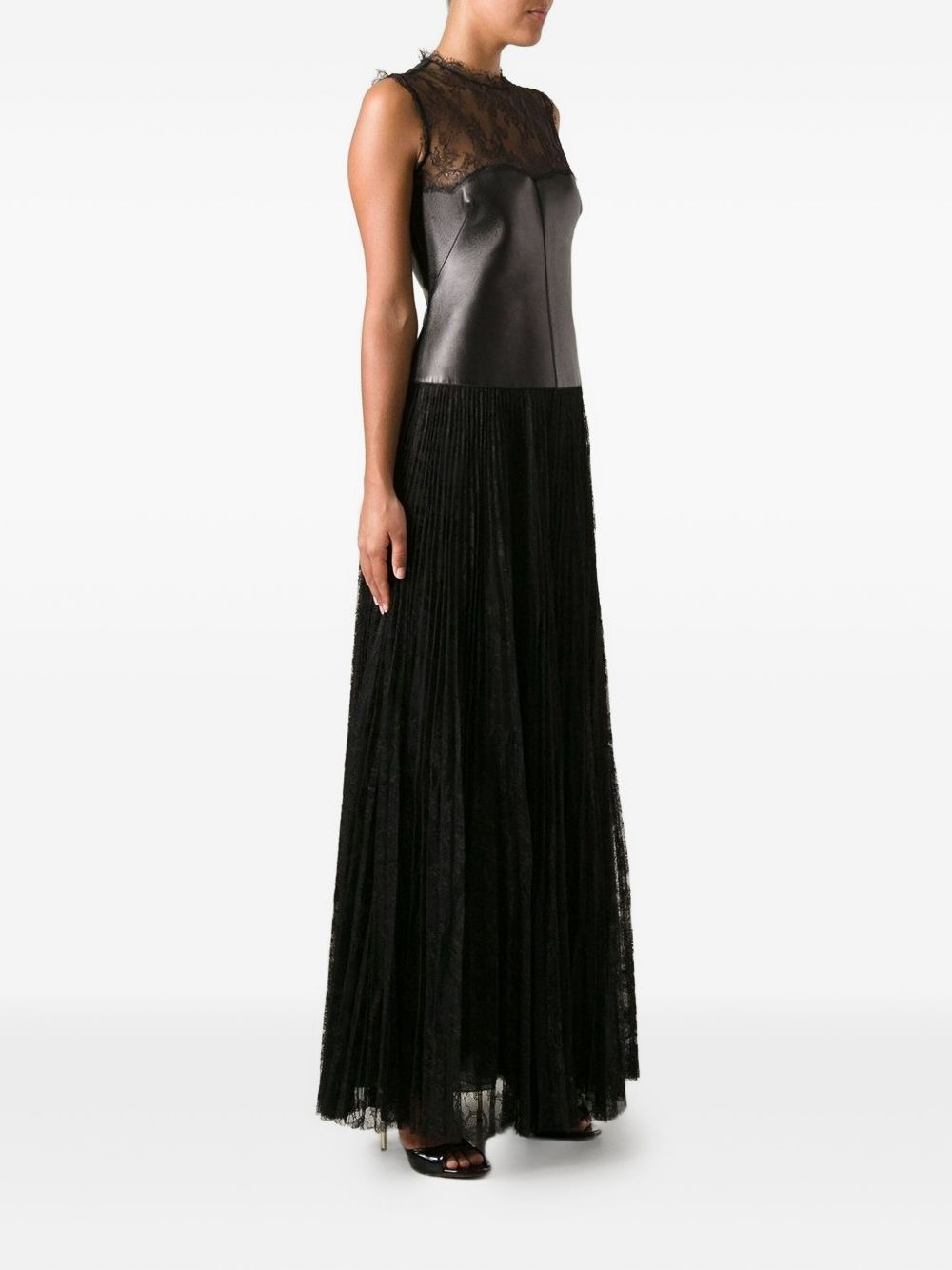lace-panel corset-design gown - 3