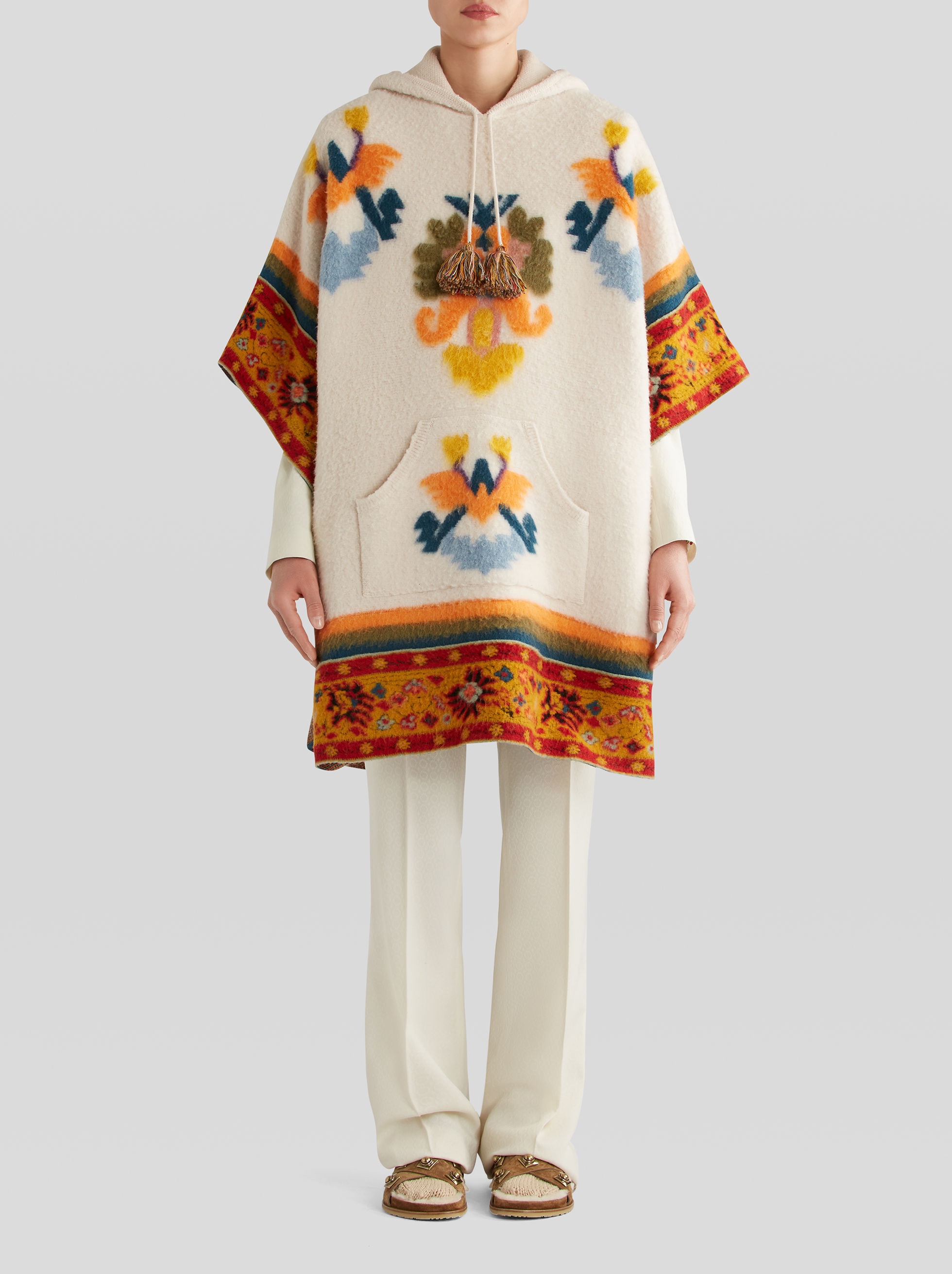 JACQUARD KNIT PONCHO - 3