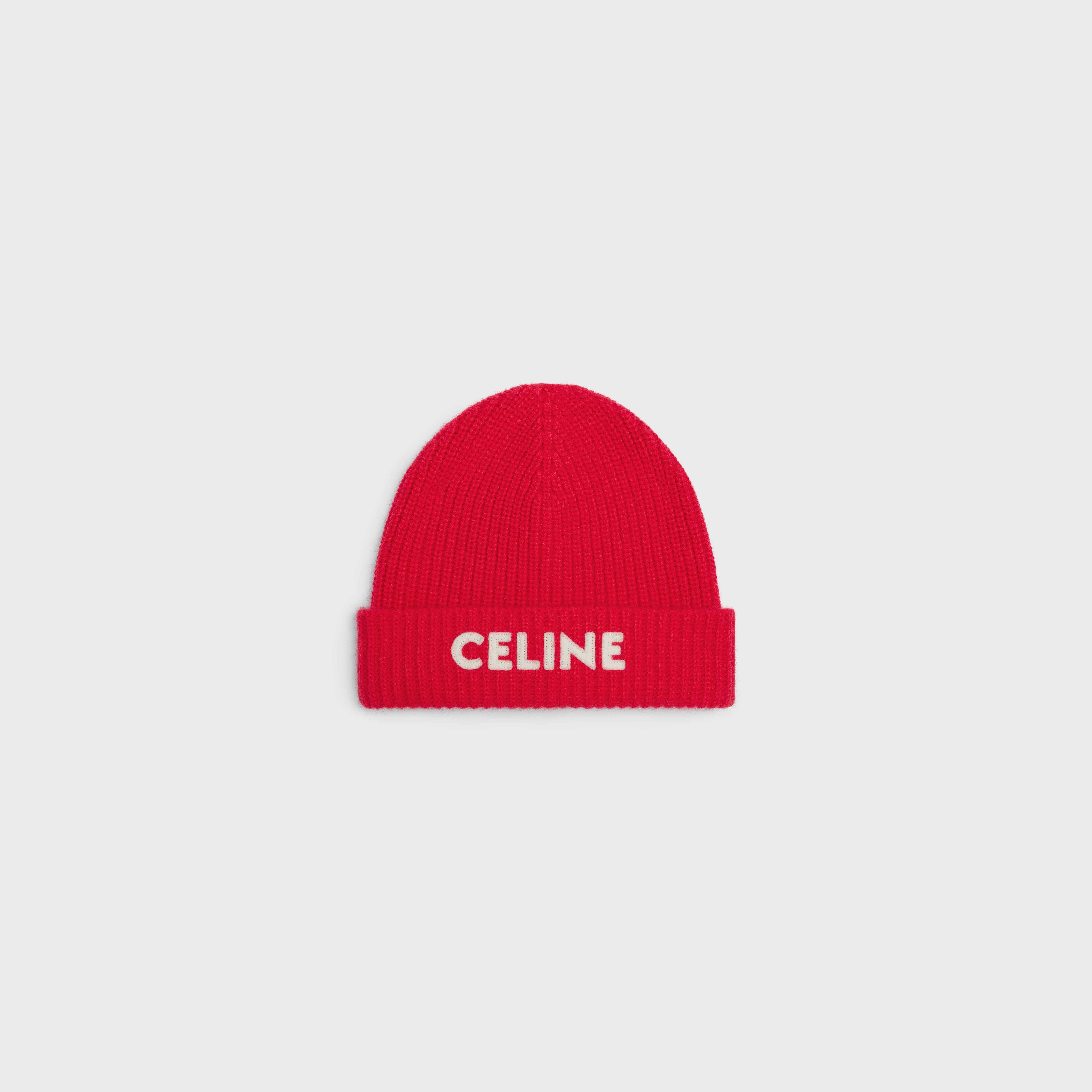 CELINE EMBROIDERED KNIT WOOL BEANIE - 1