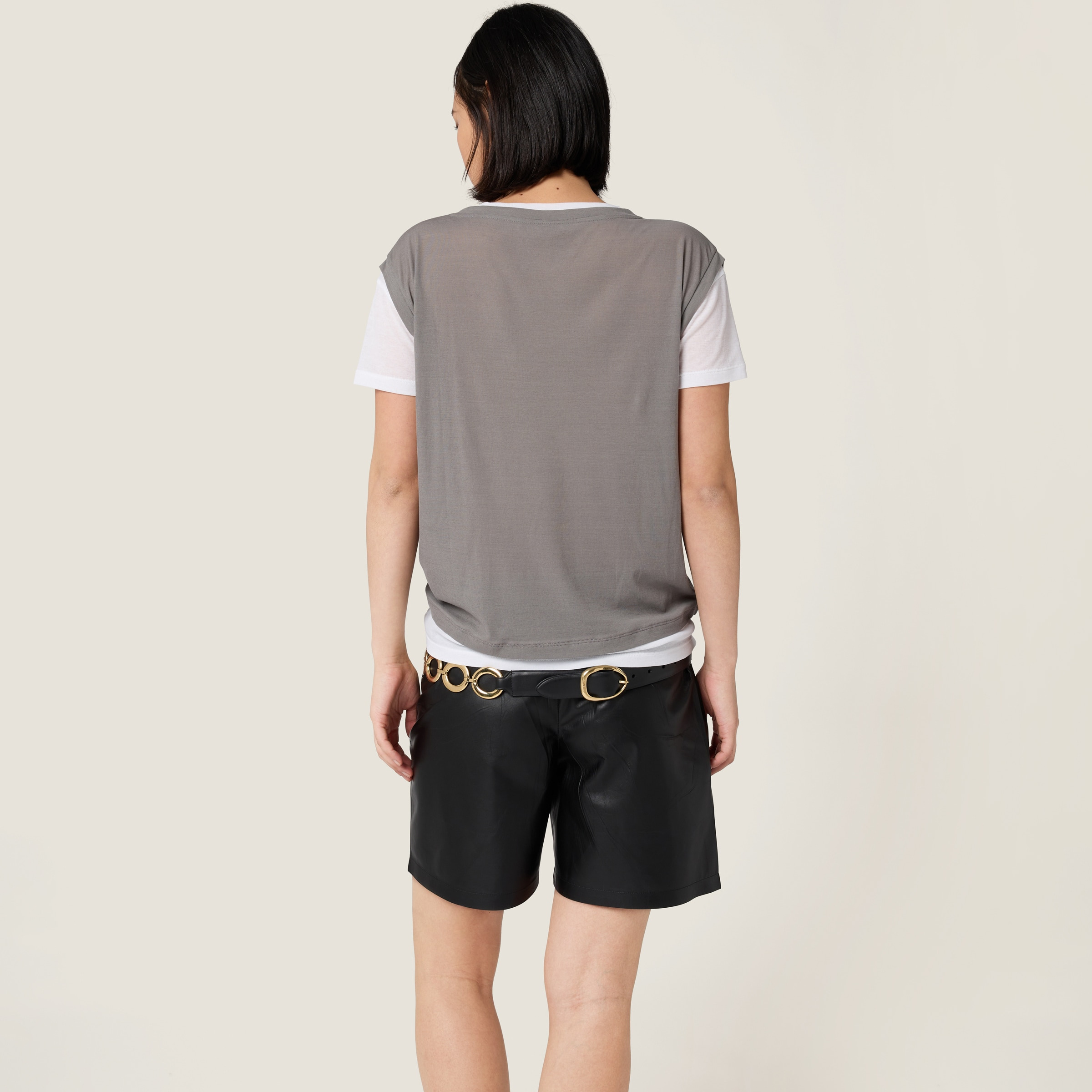Ribbed knit jersey T-shirt - 3