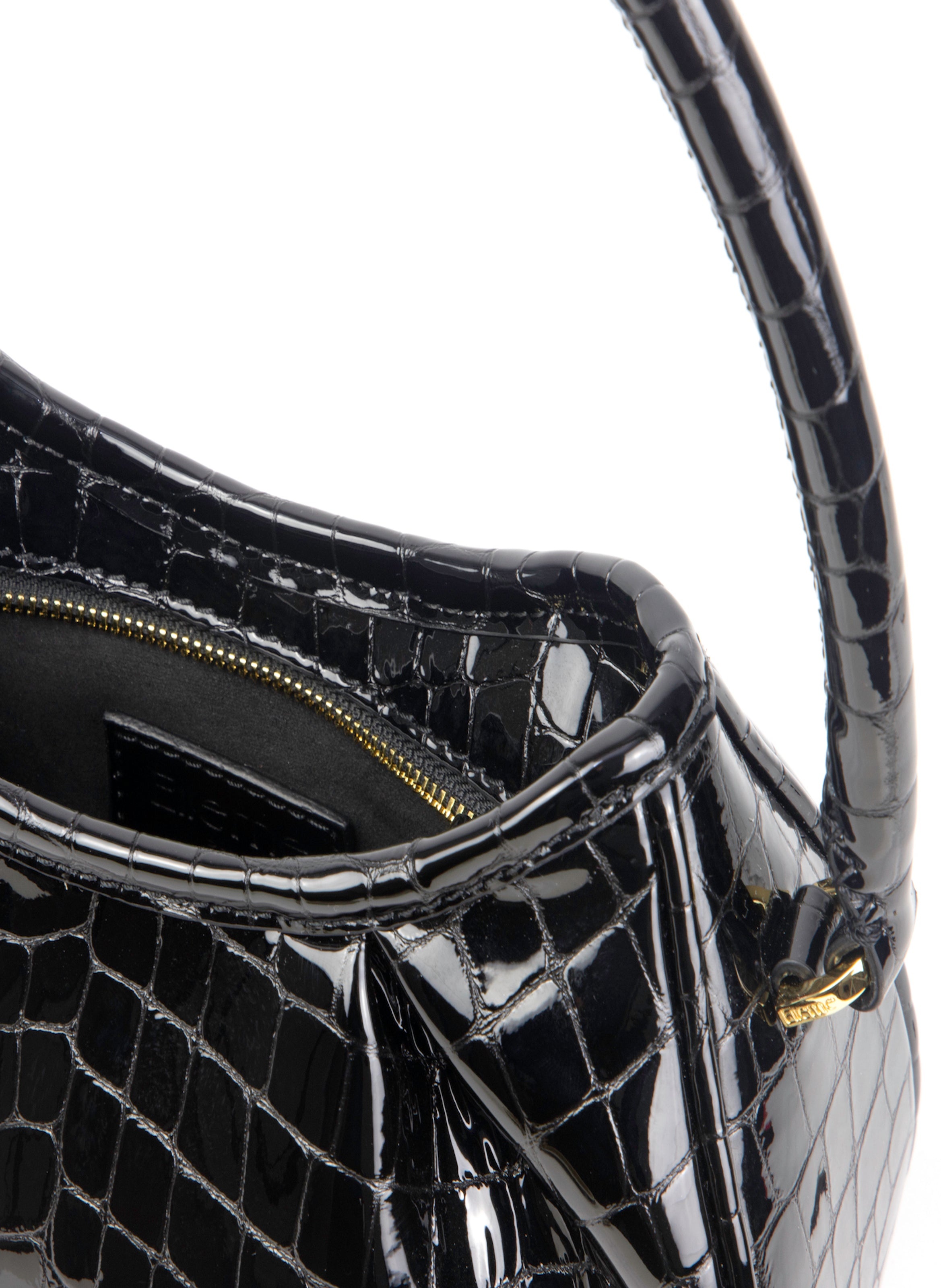 Small Dimple Croco-Print Pearl Leather Onyx Black - 4