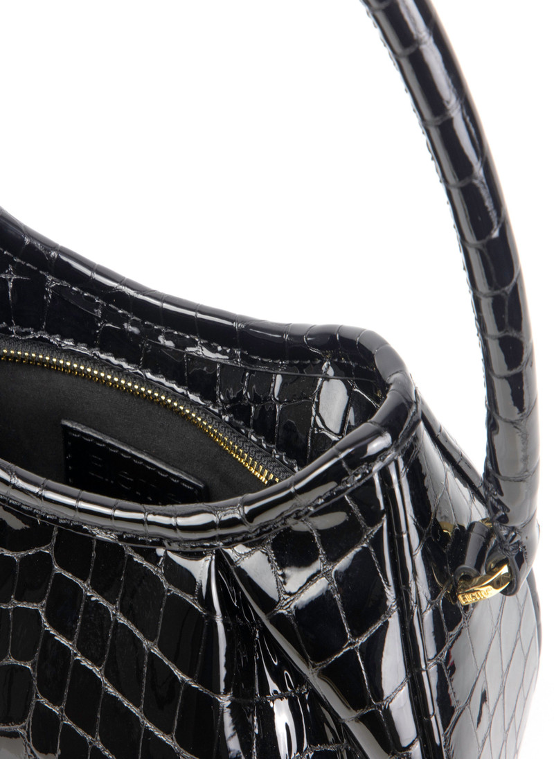 Small Dimple Croco-Print Pearl Leather Onyx Black 4