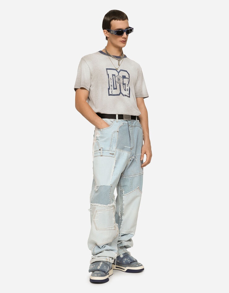 Straight-leg patchwork denim jeans - 6