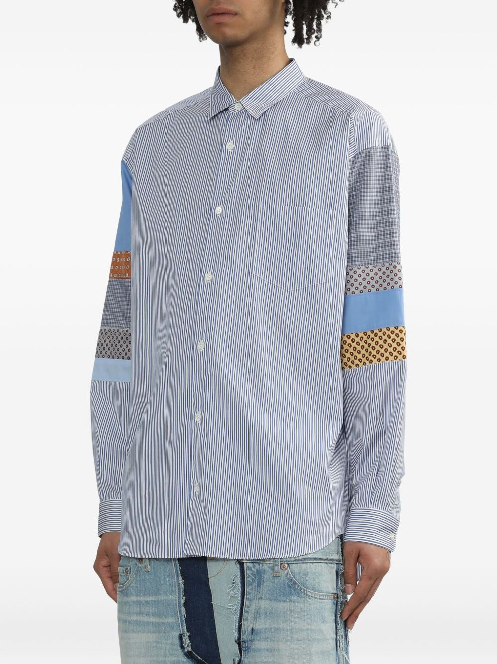 striped patchwork shirt - 3