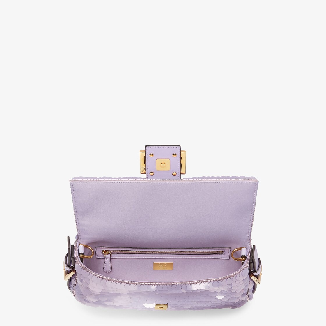 Lilac satin bag with sequins - 4
