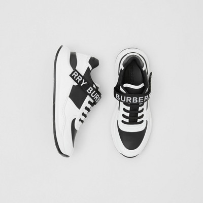 Burberry Logo Detail Leather and Nylon Sneakers outlook