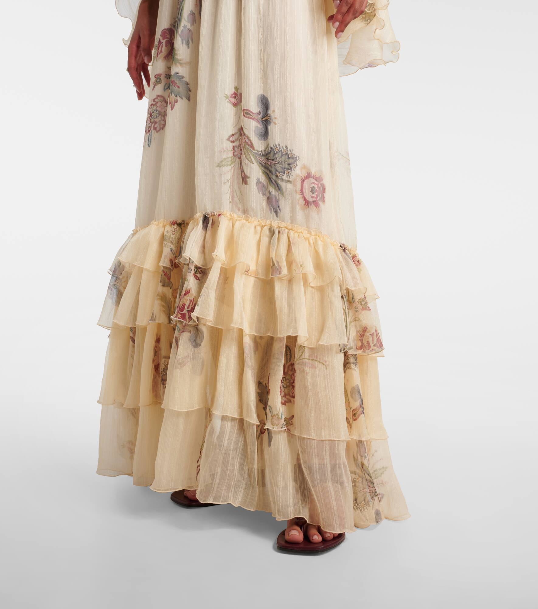 Floral silk crepon gown - 6