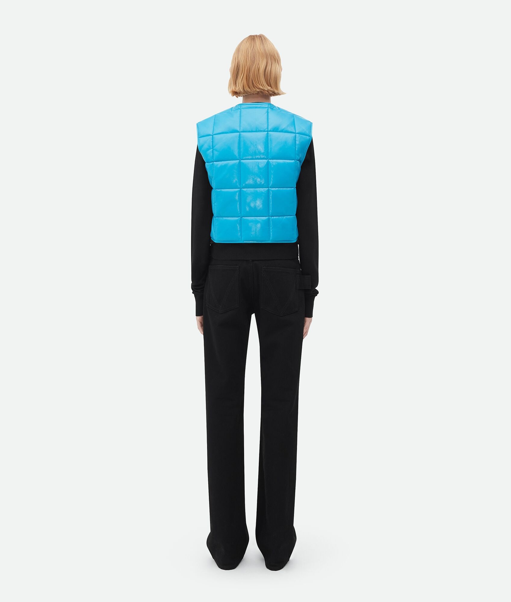 shiny leather padded gilet - 3